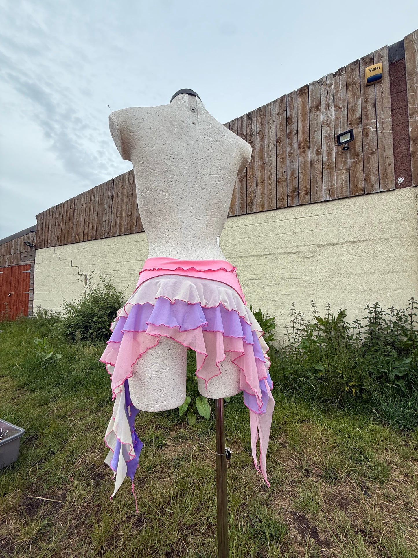 (R2S) UK6-8- Bubble gum pink, lemon + lilac ruffle skirt