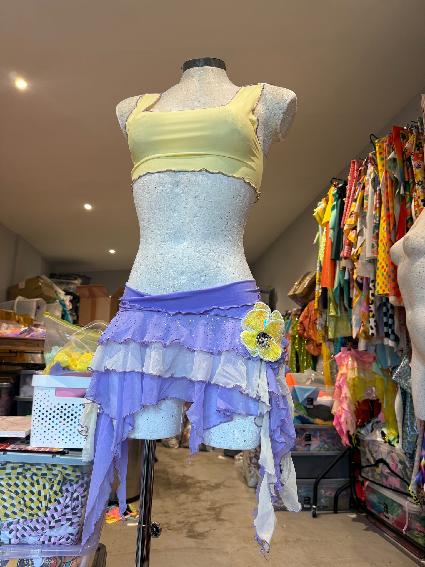 (R2S) Choose your size - Lilac and Lemon ruffle skirt set
