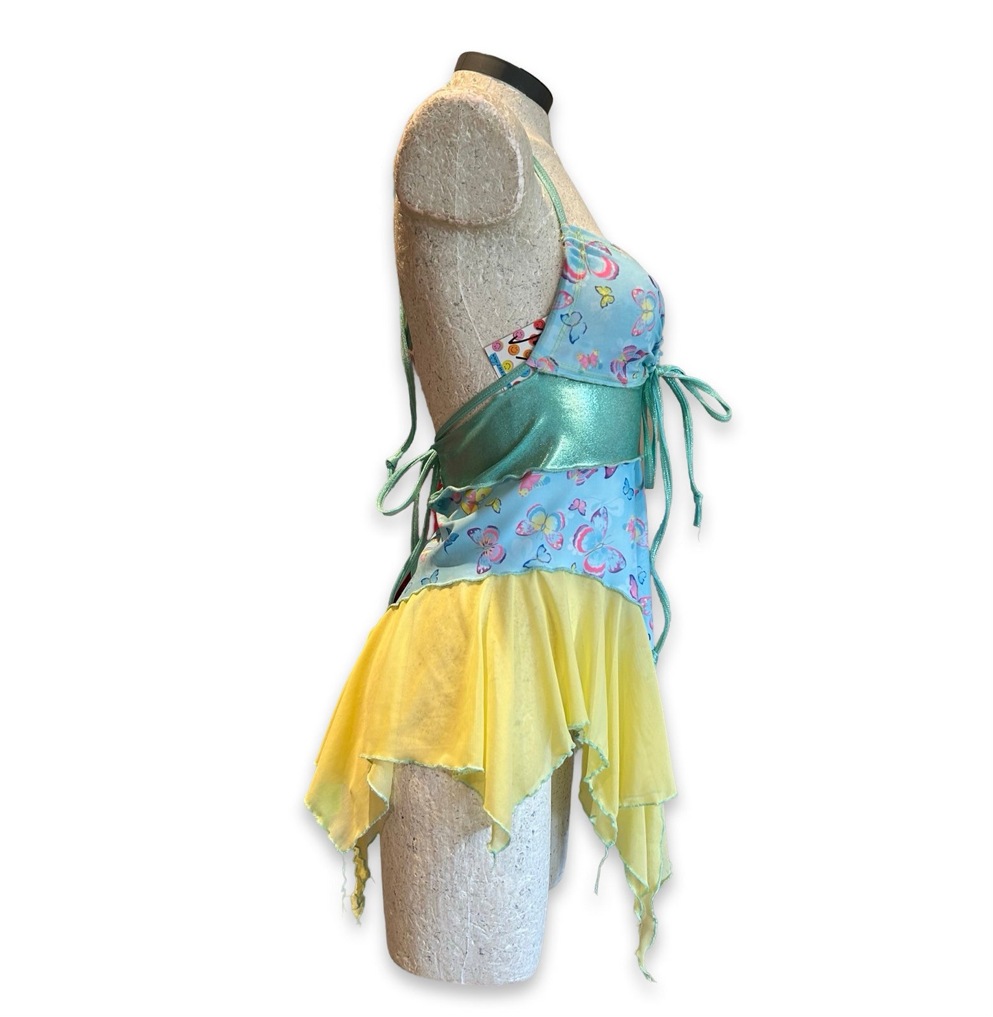 (R2S) UK 10 - Mint (patch work) + yellow butterfly mesh Dixie dress - Long length