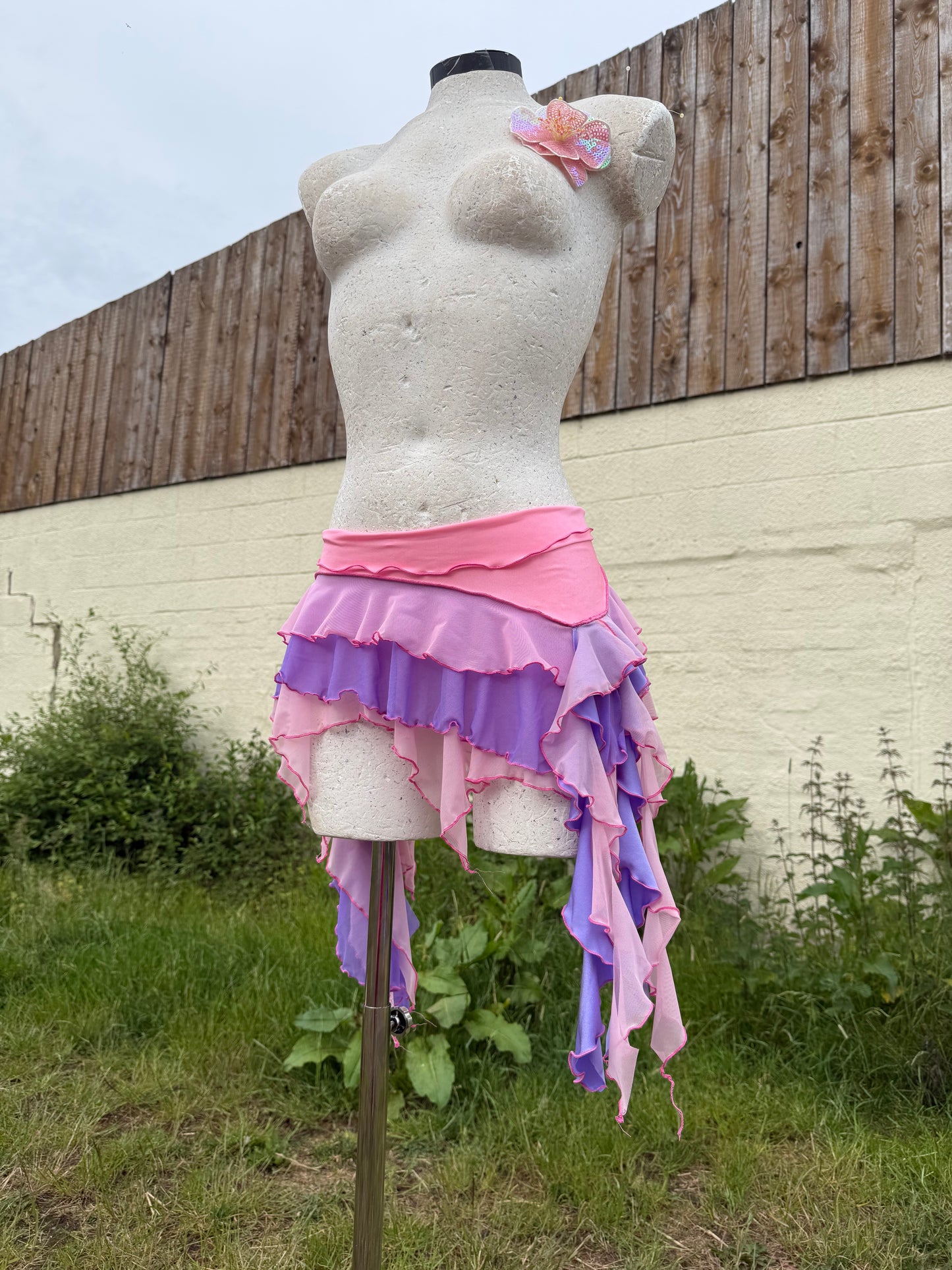 (R2S) Bubble gum pink + lilac ruffle skirt