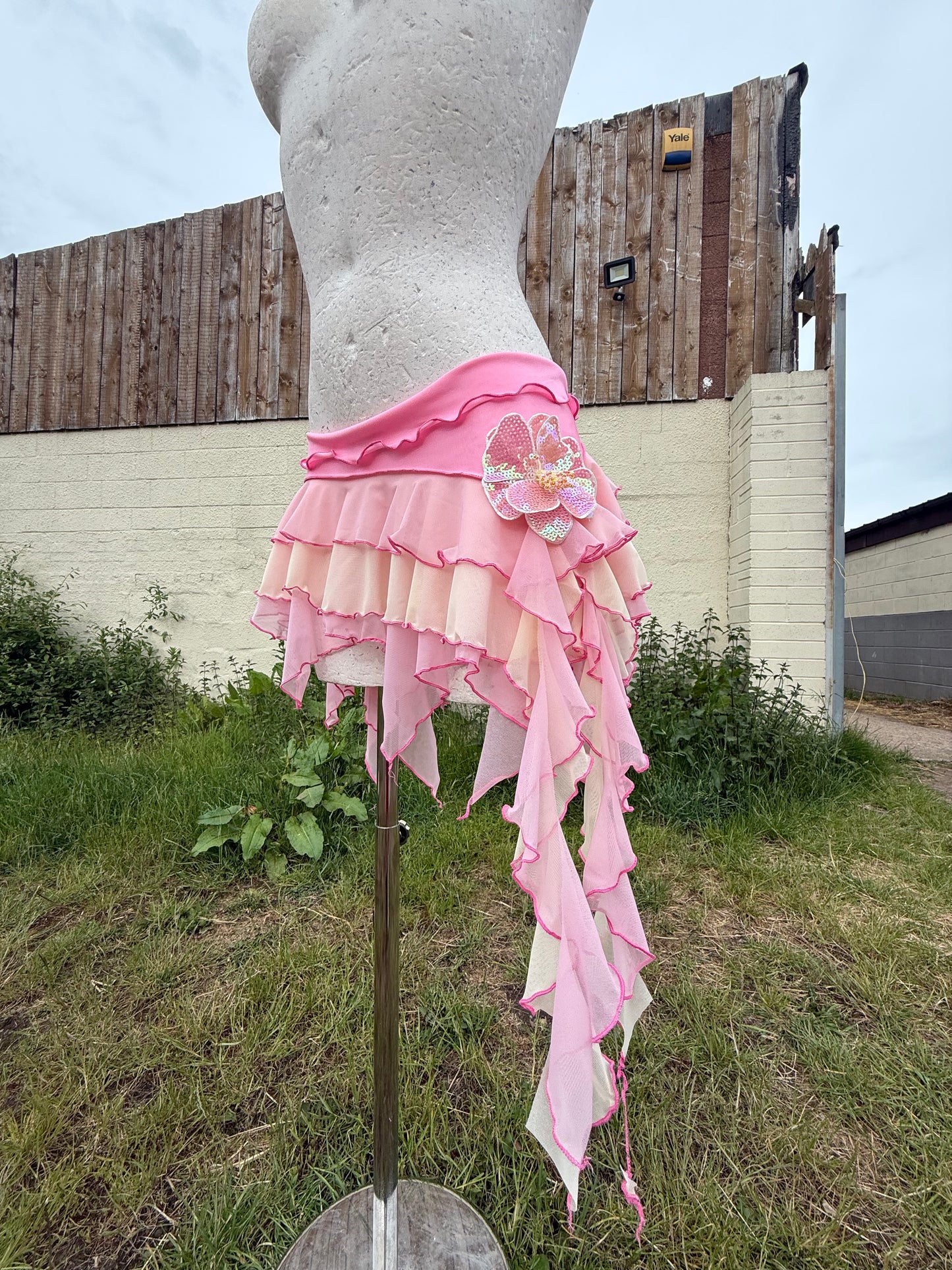Bubble gum pink + lemon ruffle skirt - Choose your size