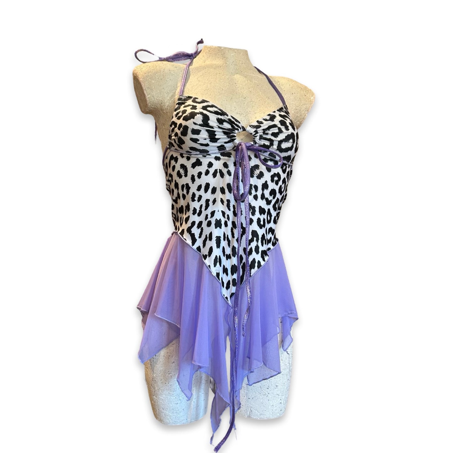 (R2S) UK 16-18 - Lilac leopard mesh Dixie dress - Long length
