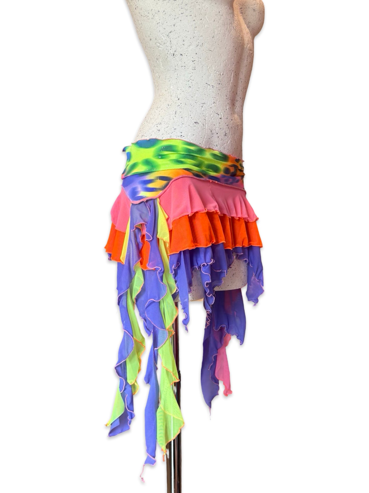 Neon Acid Leopard Skirt (Made to order) - Choose your size.