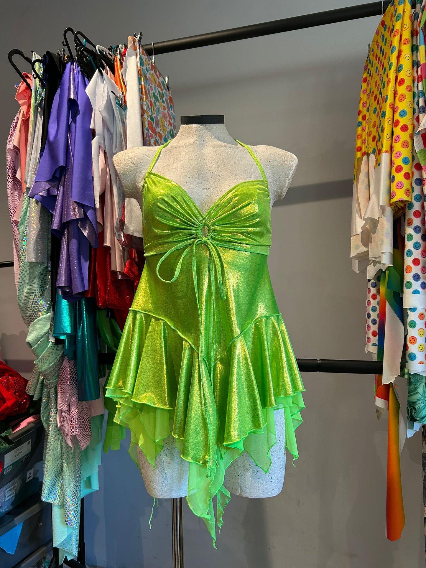 (R2S) UK 16-18 - Double layer LIME Dixie dress - Short length