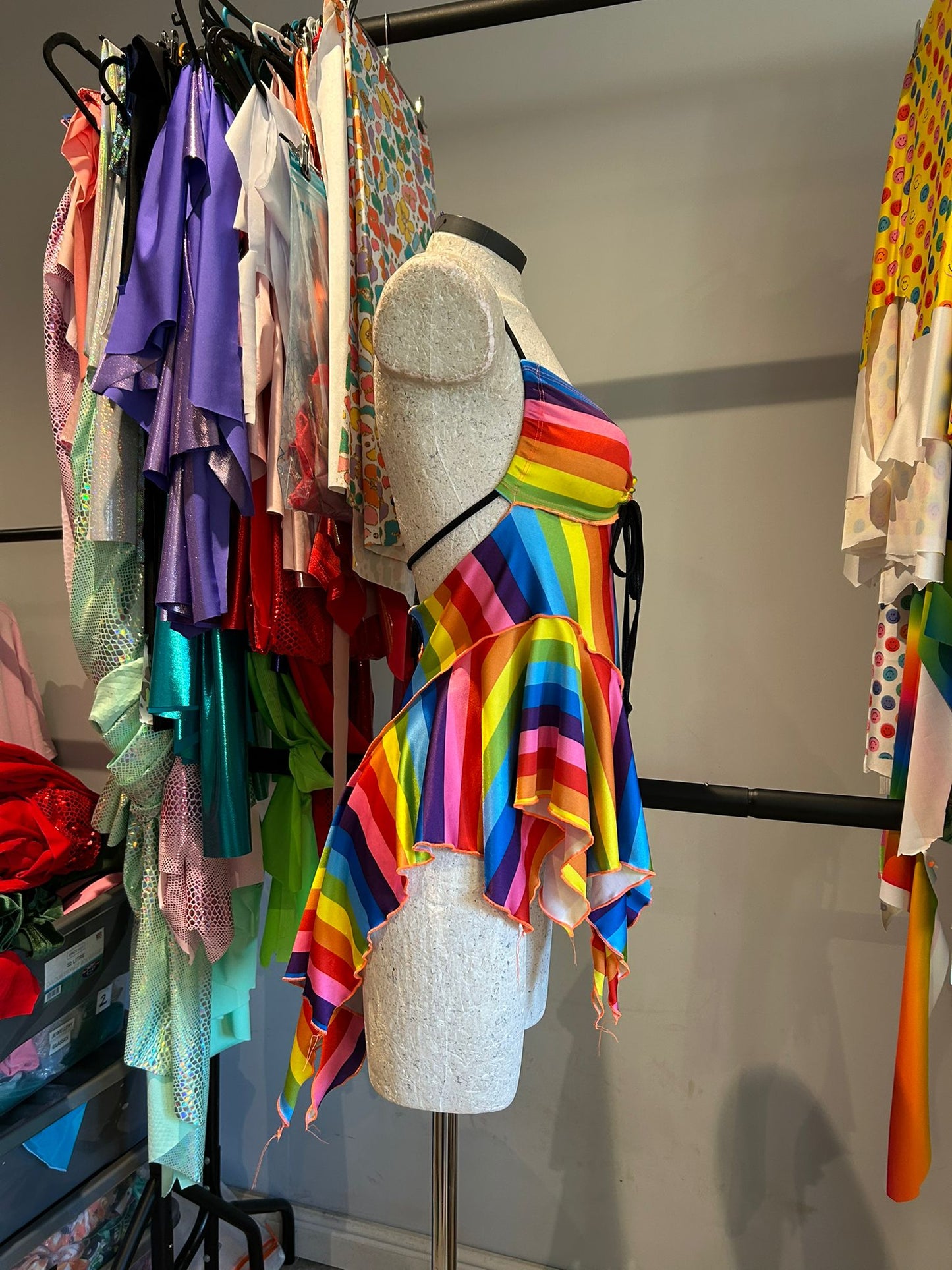 (R2S) UK 12 - Rainbow stripe Dixie dress - Short length