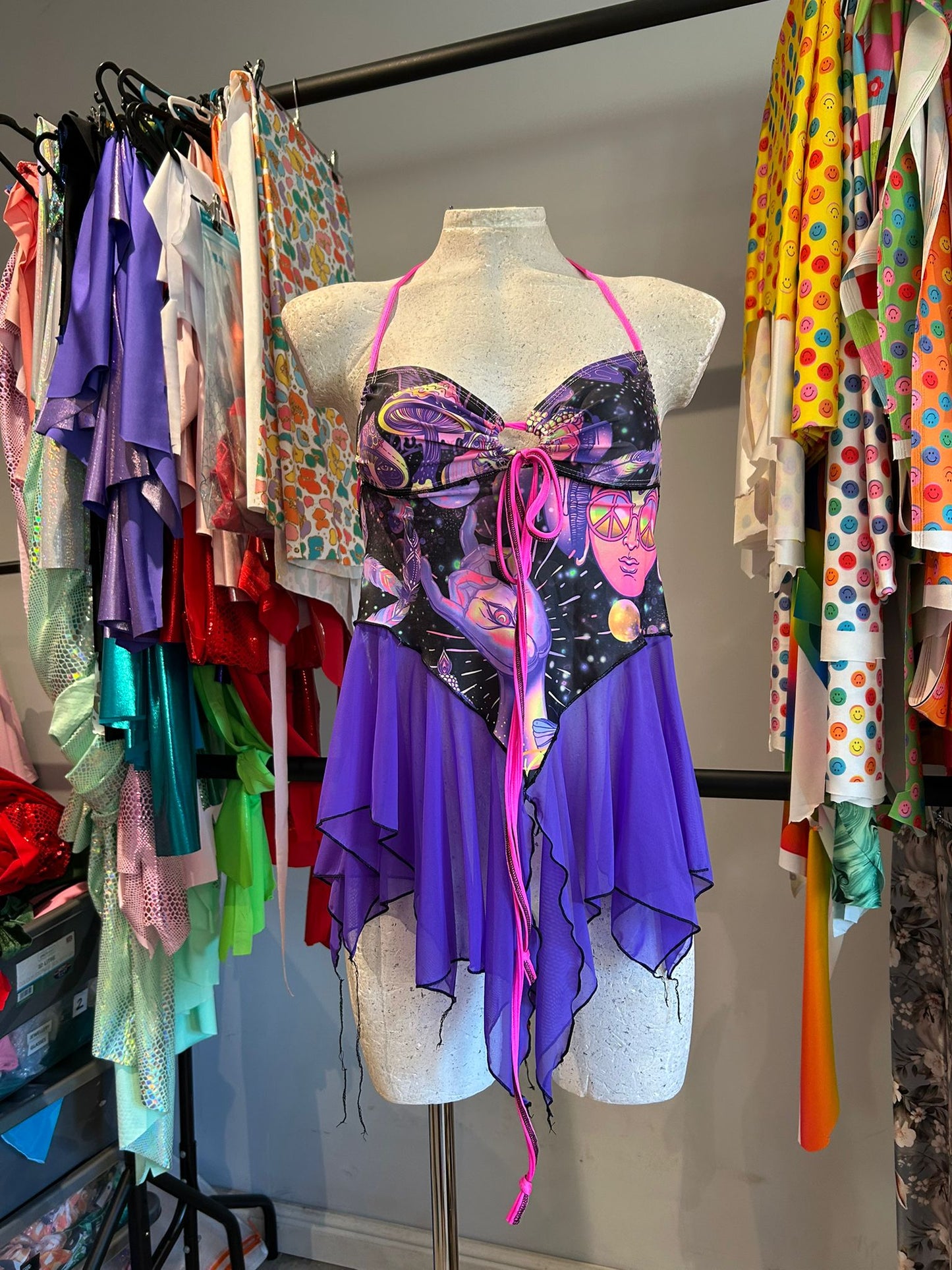 (R2S) UK 10 - Liquid Dreams mesh Dixie dress - Short length