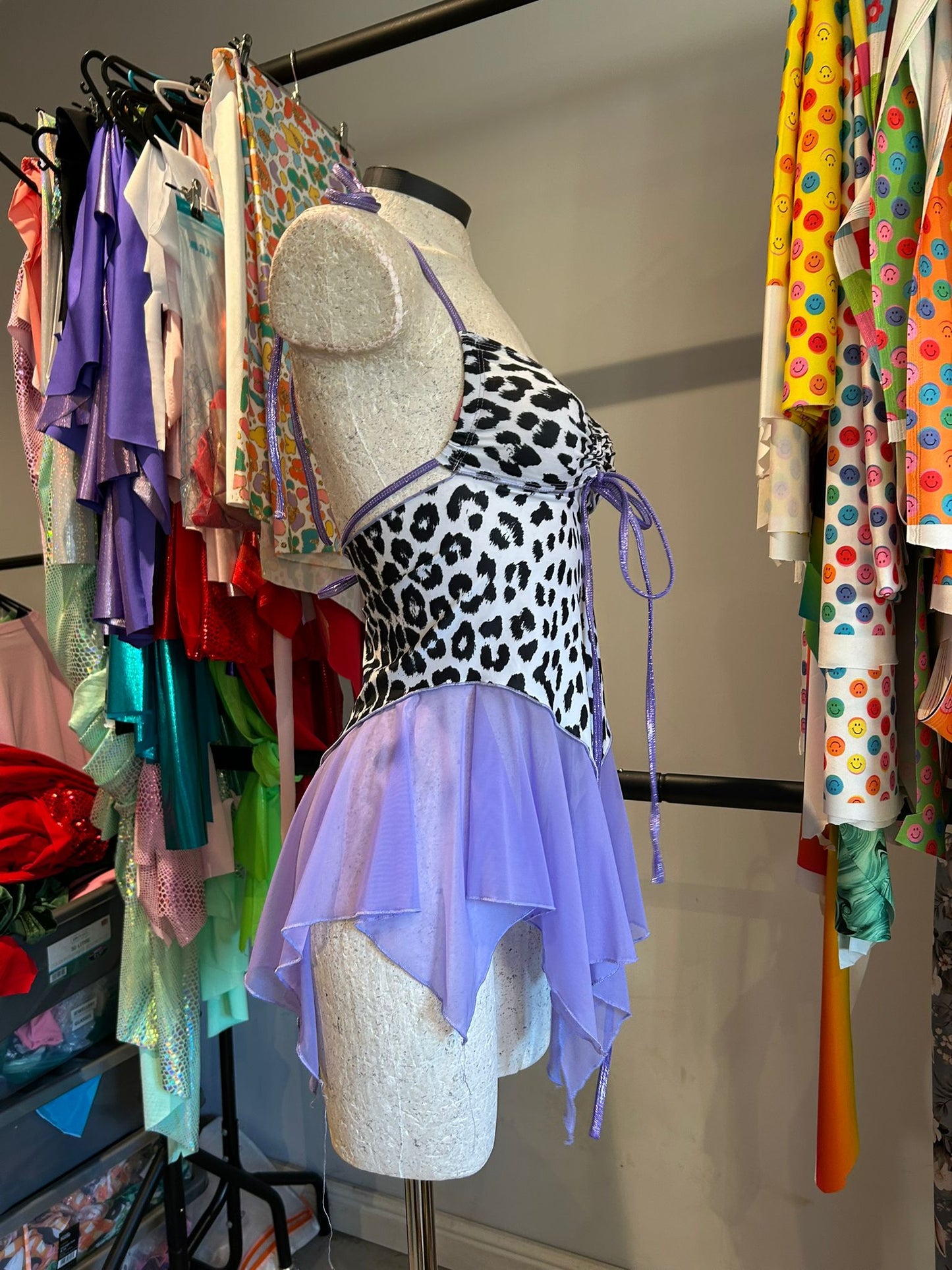 (R2S) UK 10 - Lilac leopard mesh Dixie dress - Long length