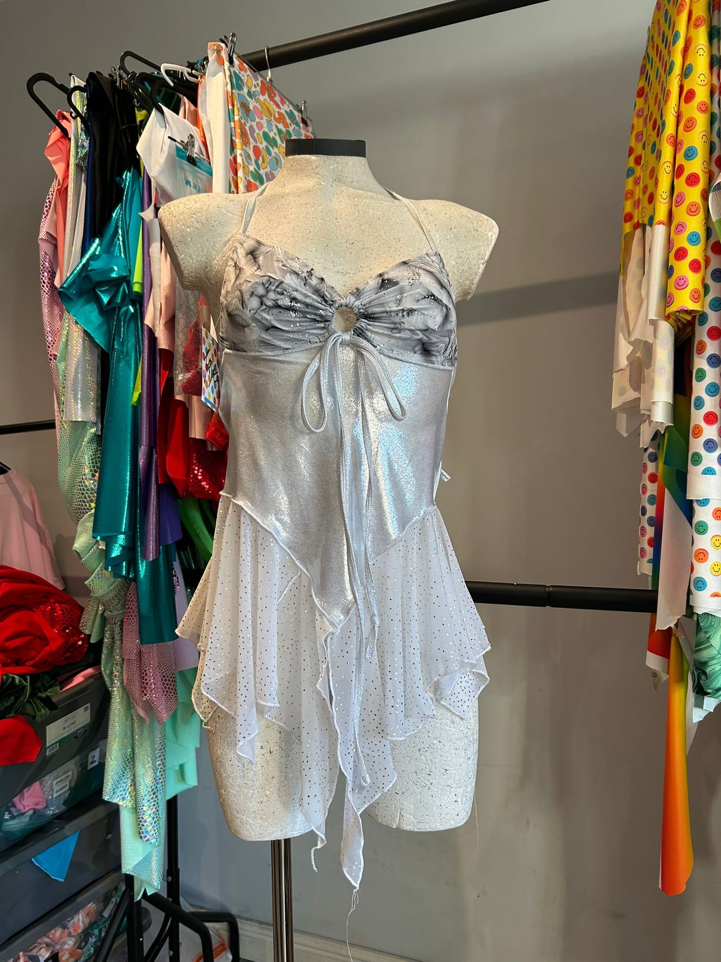 (R2S) UK 8 - Silver sparkle patchwork Dixie dress - Long length