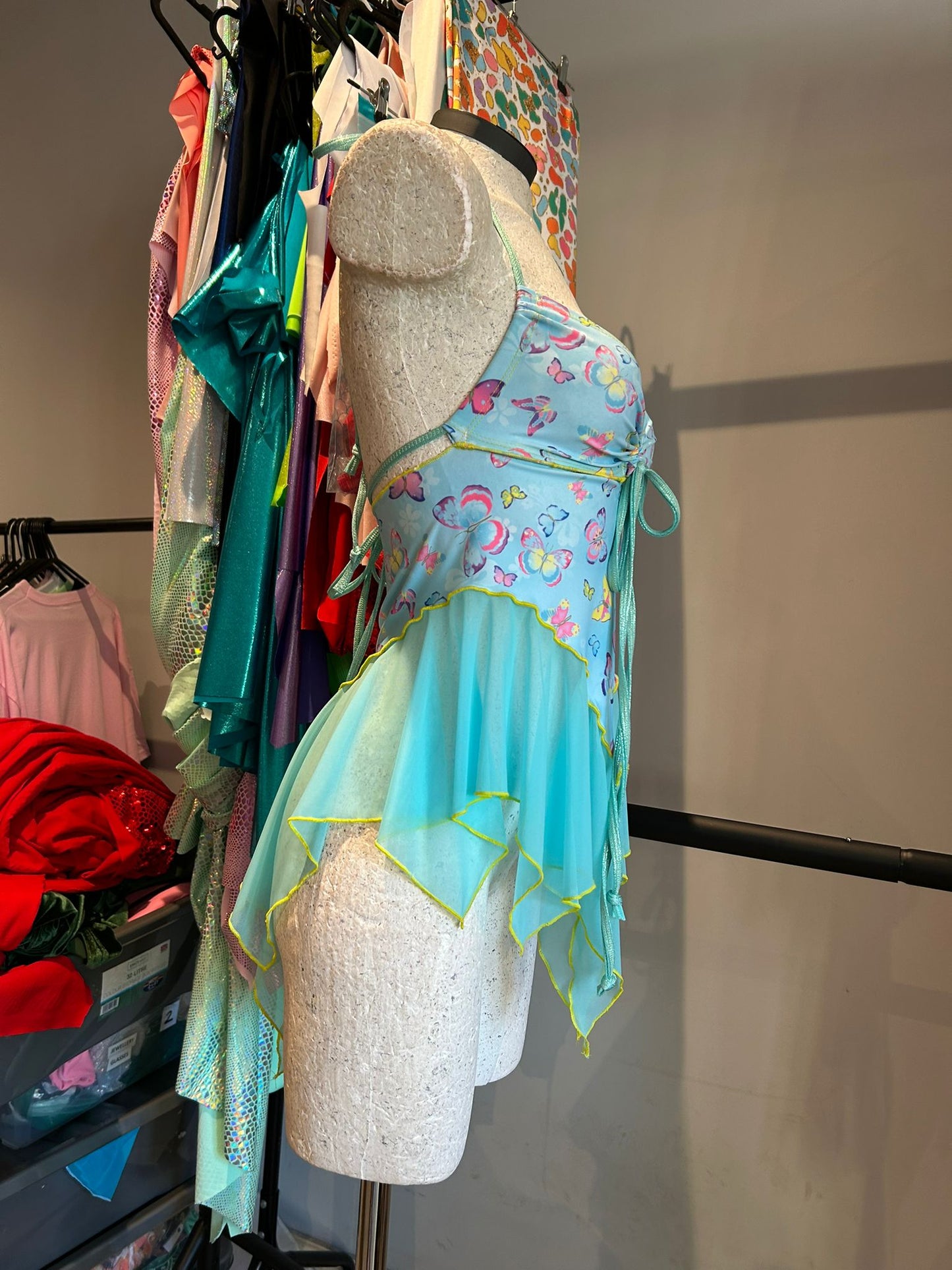 (R2S) UK 8 - Mint butterfly mesh Dixie dress - Short length