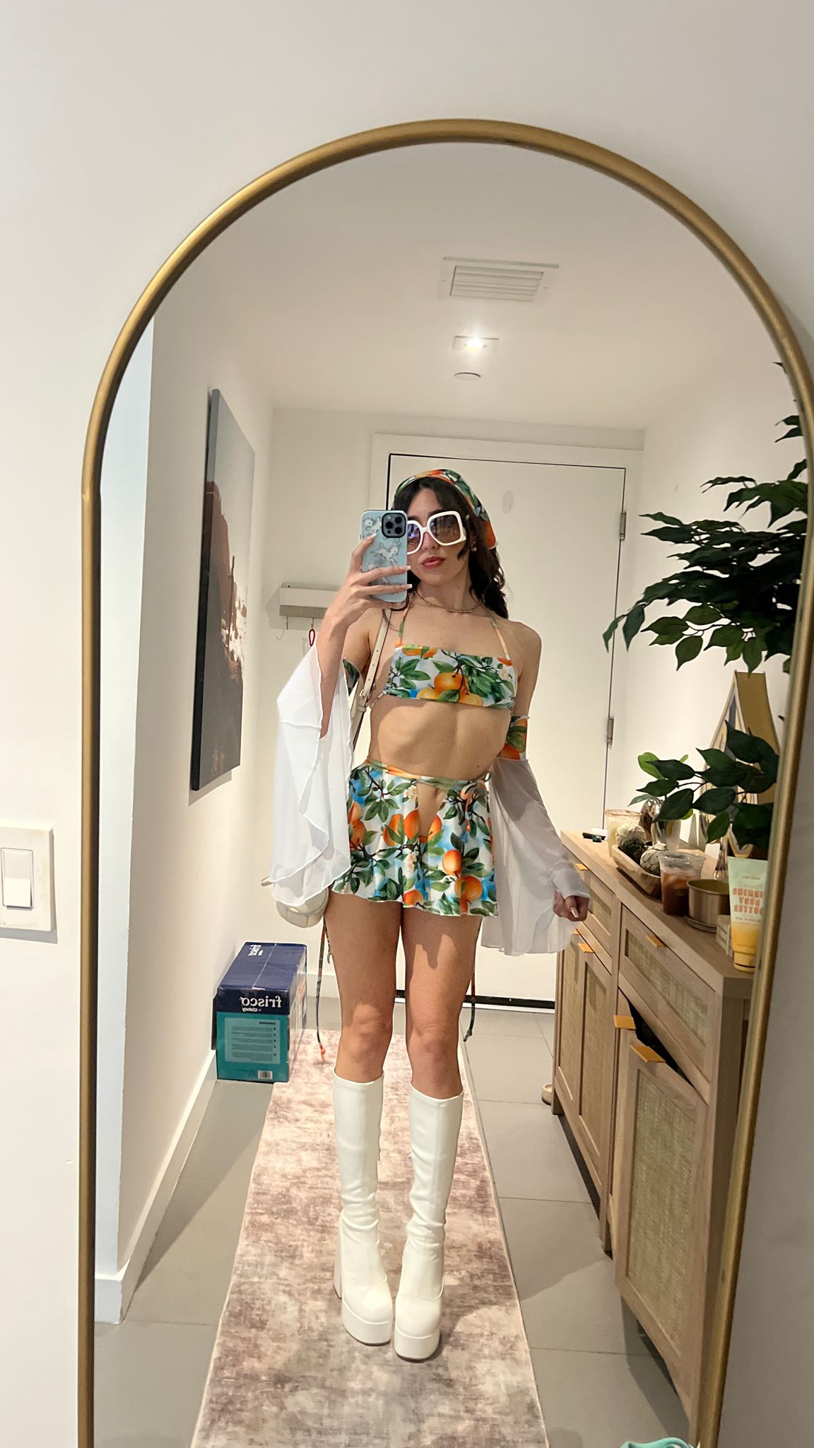 Jade x Cici- Orange - Mesh bell sleeves