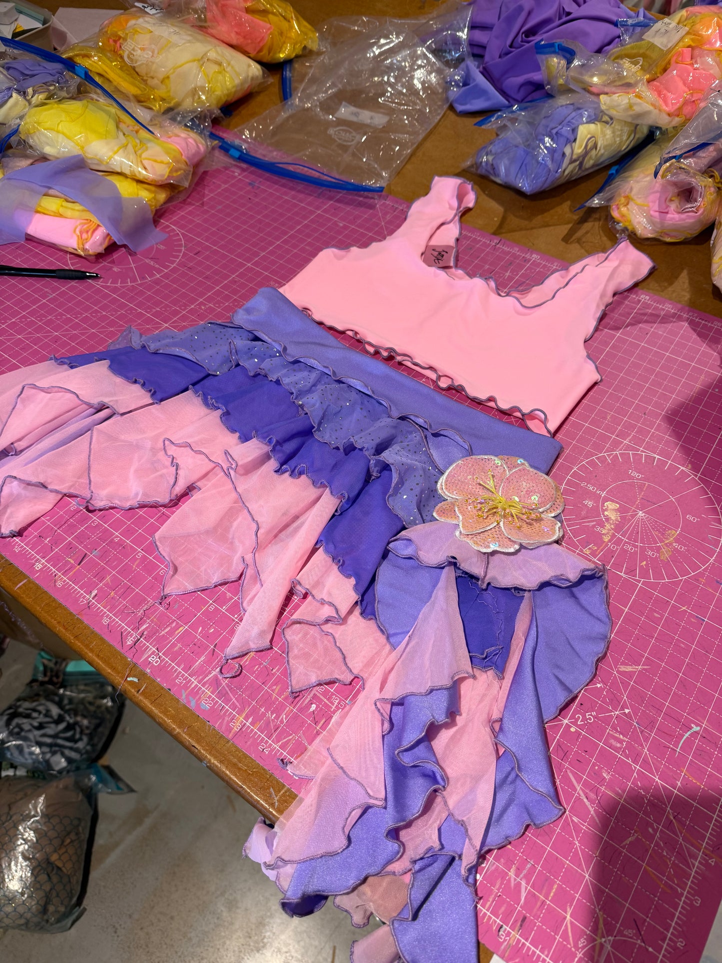 (R2S) UK size 8 -  Pink and Lilac ruffle skirt set.