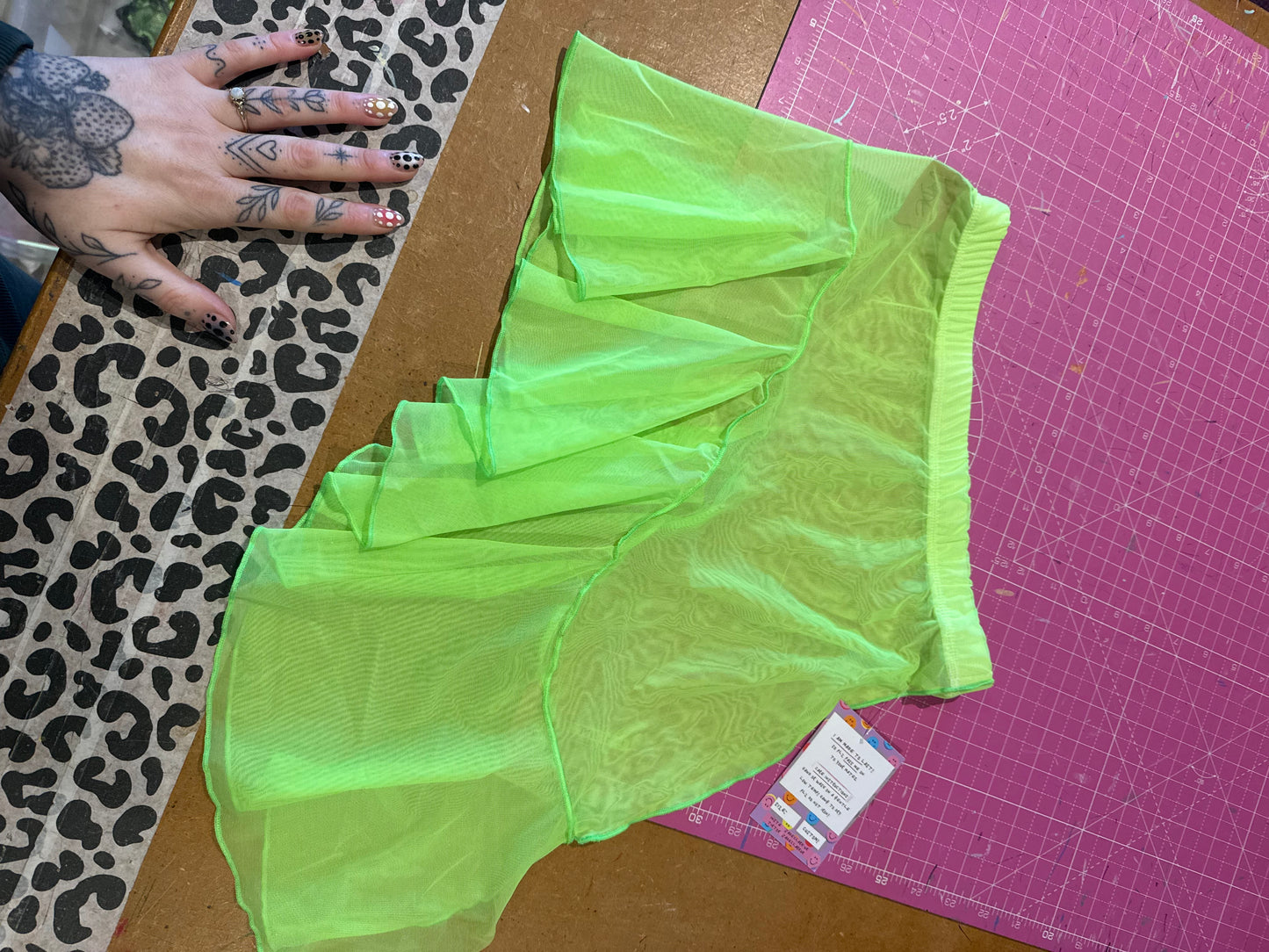 Sample sale// UK size 8-10 - lime mesh bloom skirt