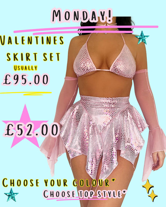 BLACK FRIDAY - Valentines Skirt set set *Choose your colour way