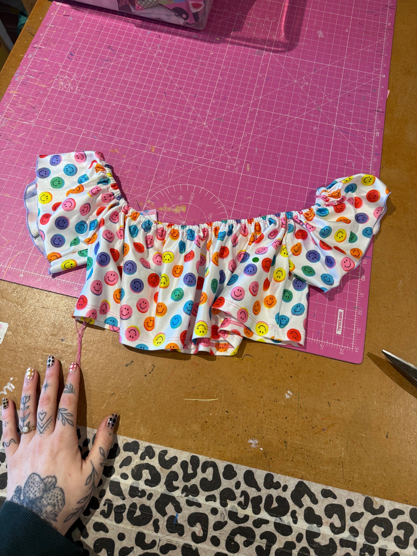 Sample sale// UK size 6-8  white smiley milkmaid top *waist strap will be added