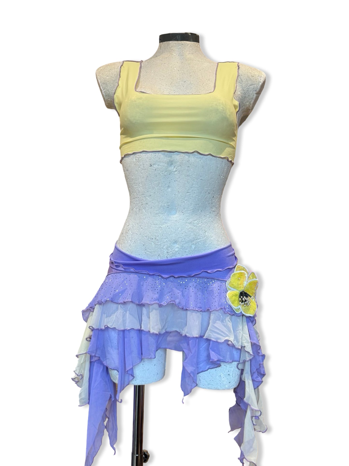 (R2S) Choose your size -  Lilac and Lemon ruffle skirt set