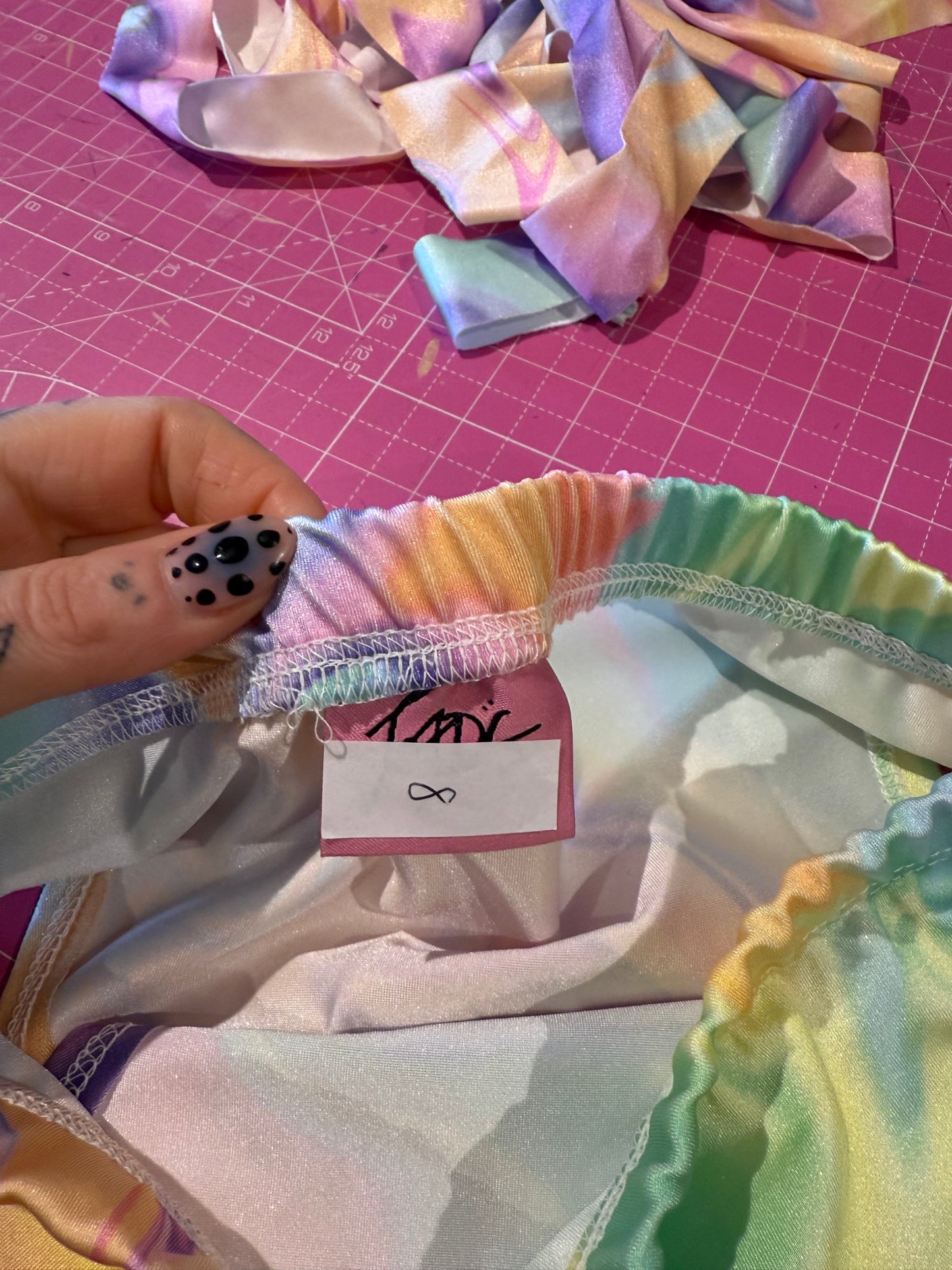 Sample sale// UK SIZE 8 pastel swirl bikini *multiway top to be sewn for a full set