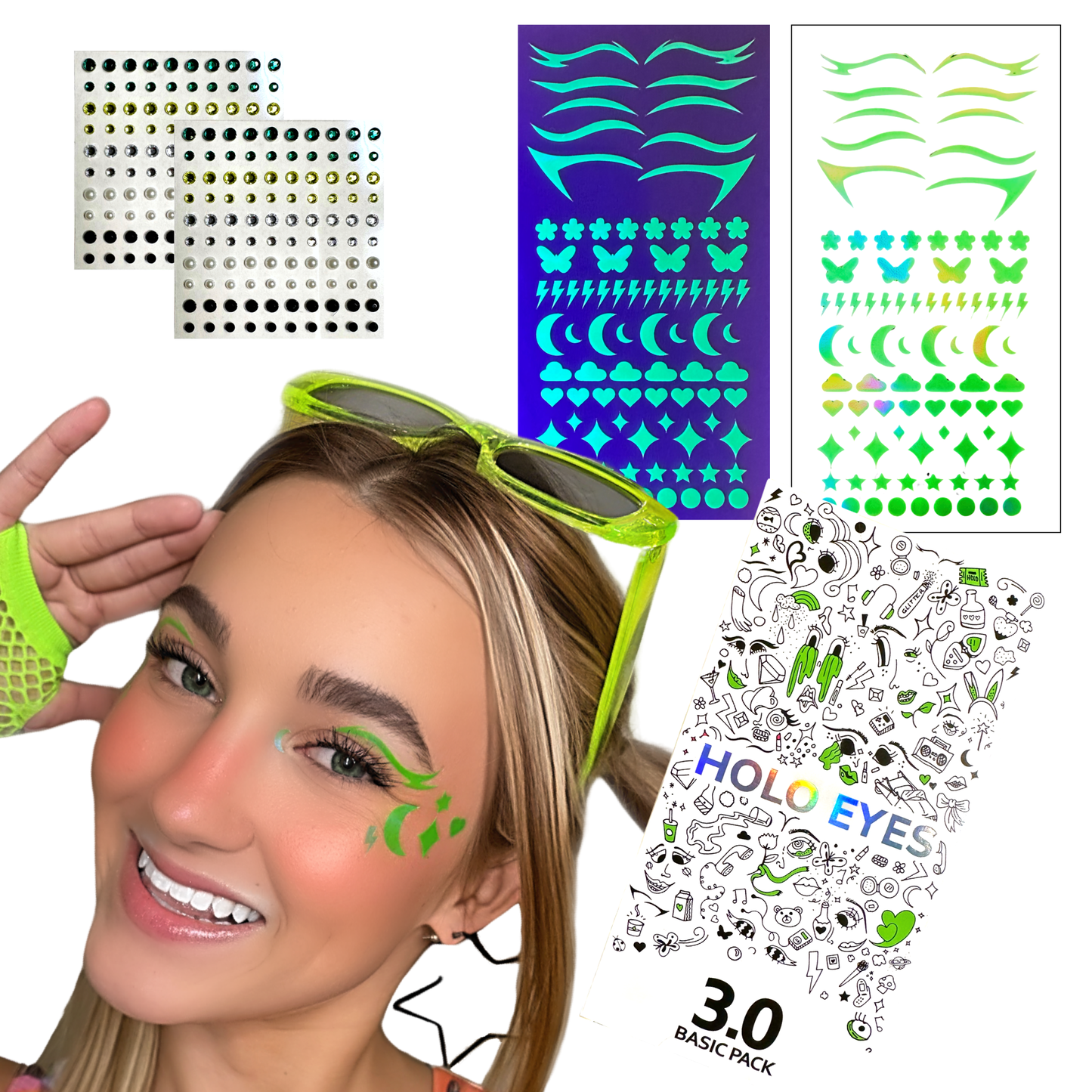 GLITTER PRIZM - HOLO EYES Basic pack 2.0 *GREEN UV*