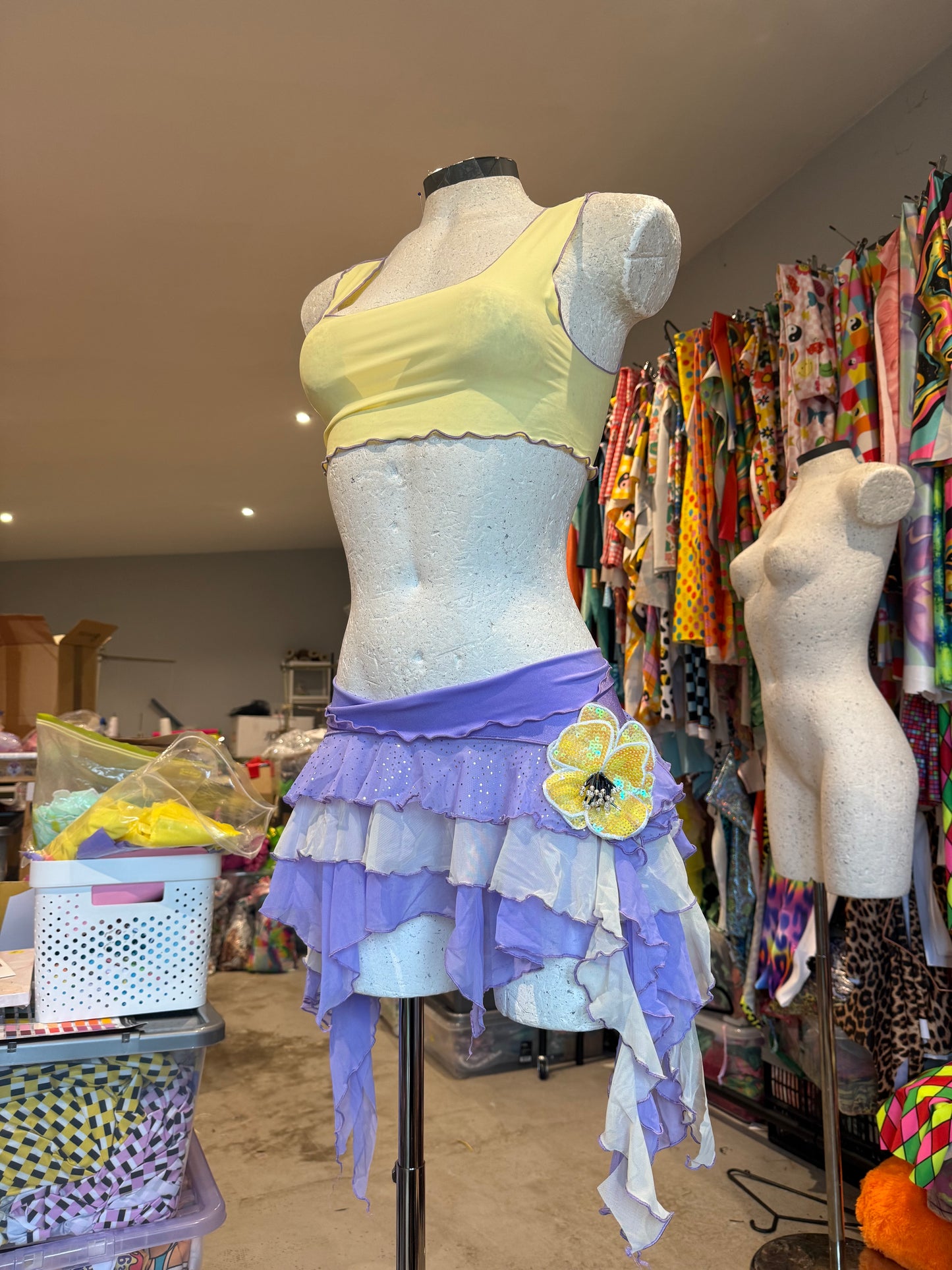 (R2S) Choose your size -  Lilac and Lemon ruffle skirt set