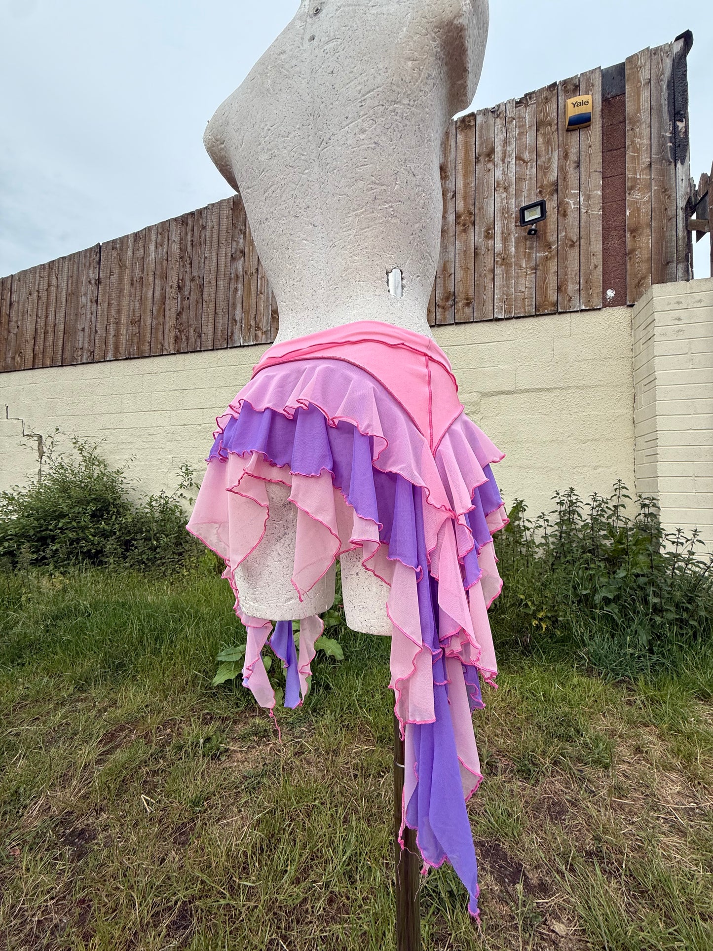 (R2S) Bubble gum pink + lilac ruffle skirt