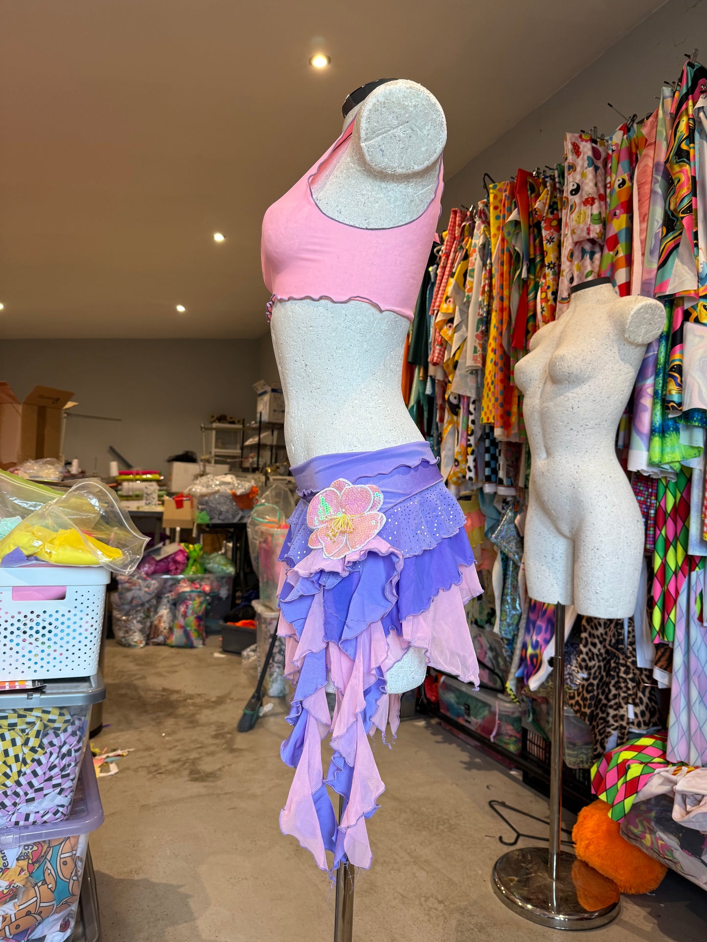 (R2S) UK size 8 -  Pink and Lilac ruffle skirt set.