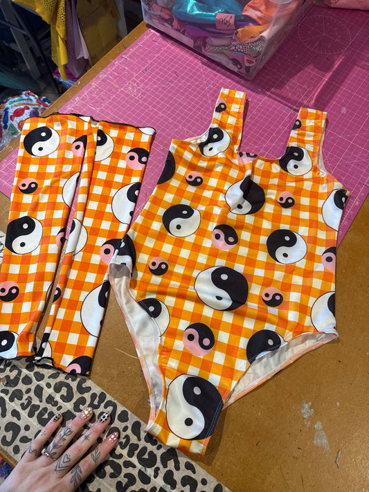 Sample sale// UK size 14 - orange yin leotard and sleeves
