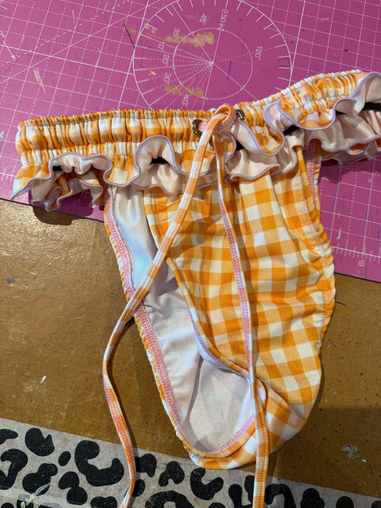 Sample sale// UK size 6-8  orange gingham darci bottoms