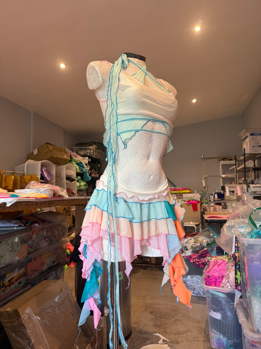 (R2S) UK12/ US8 - Multicoloured ruffle skirt set