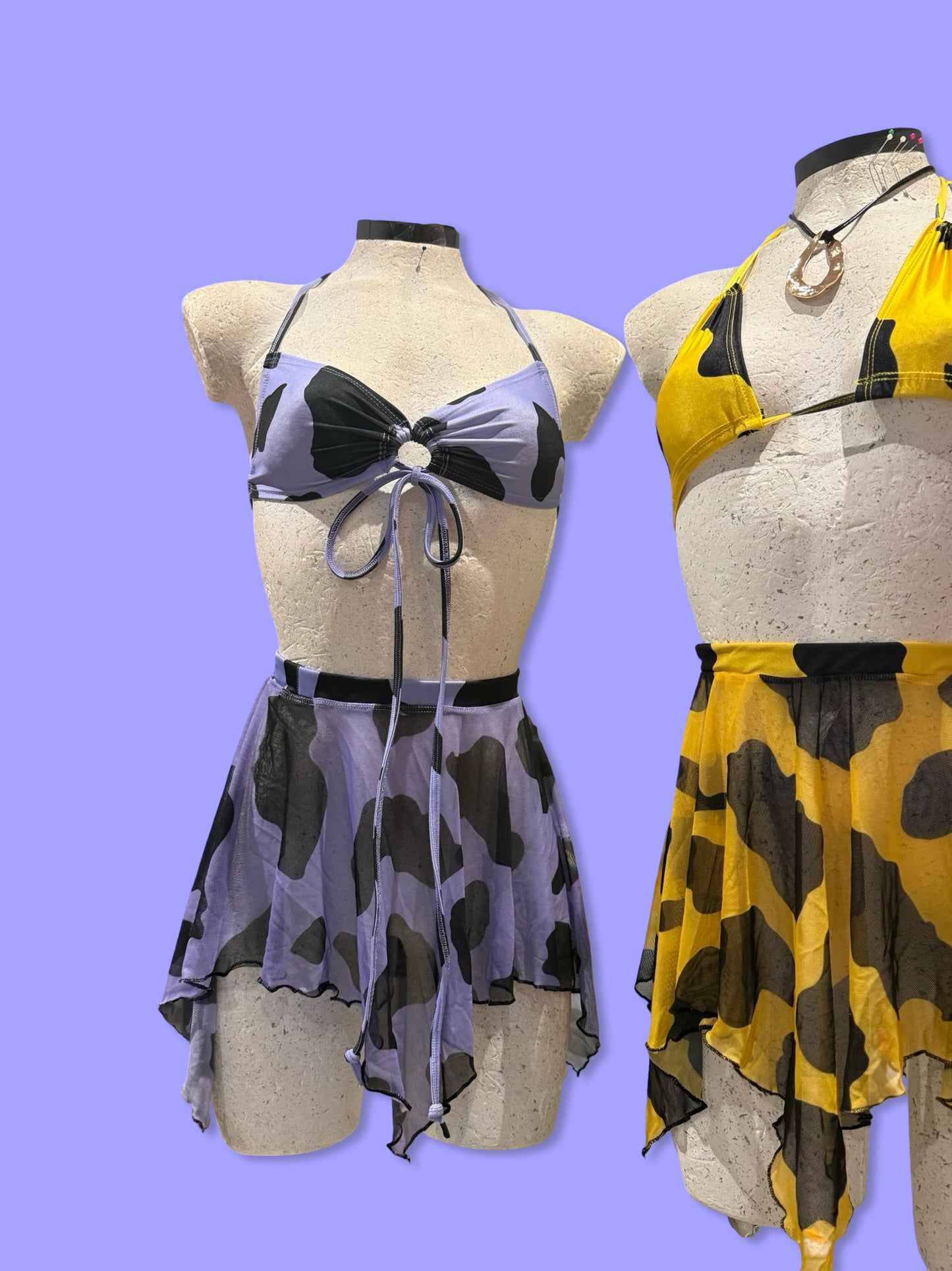 Remixed Mesh skirt set - Lilac Cow