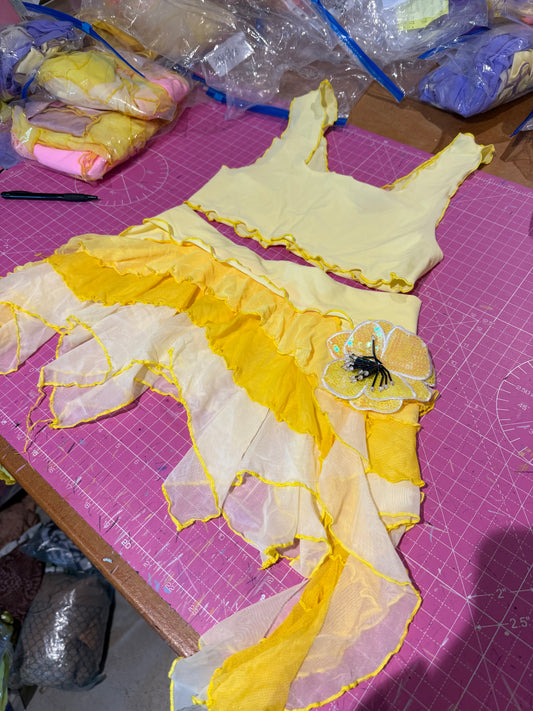 (R2S) UK 8 - One available- Lemon Drop ruffle skirt set.