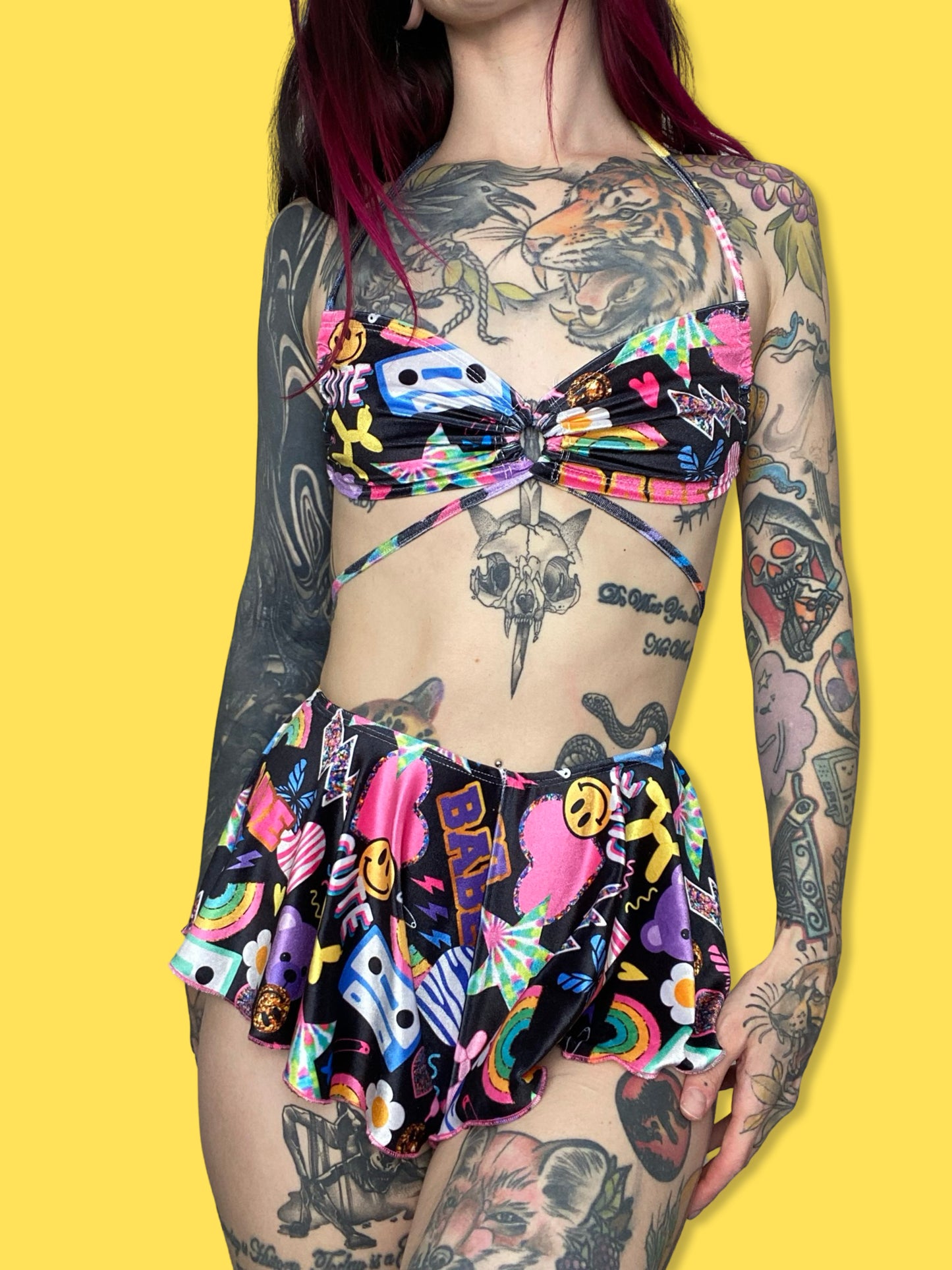 Zero Waste Mini shorts + multiway top set - 90s Vibes