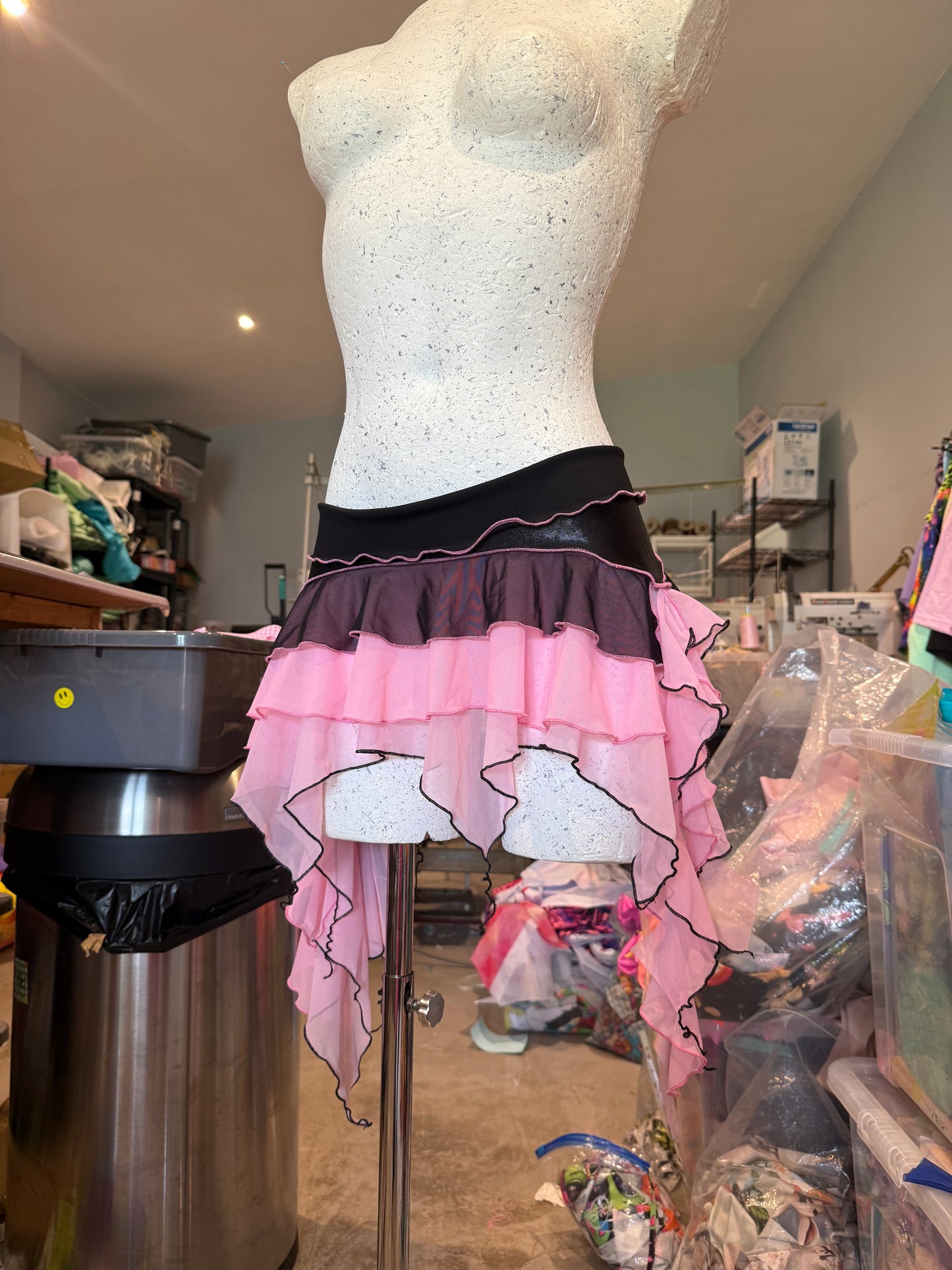 Black Pink-Ruffle skirt - Choose your size.