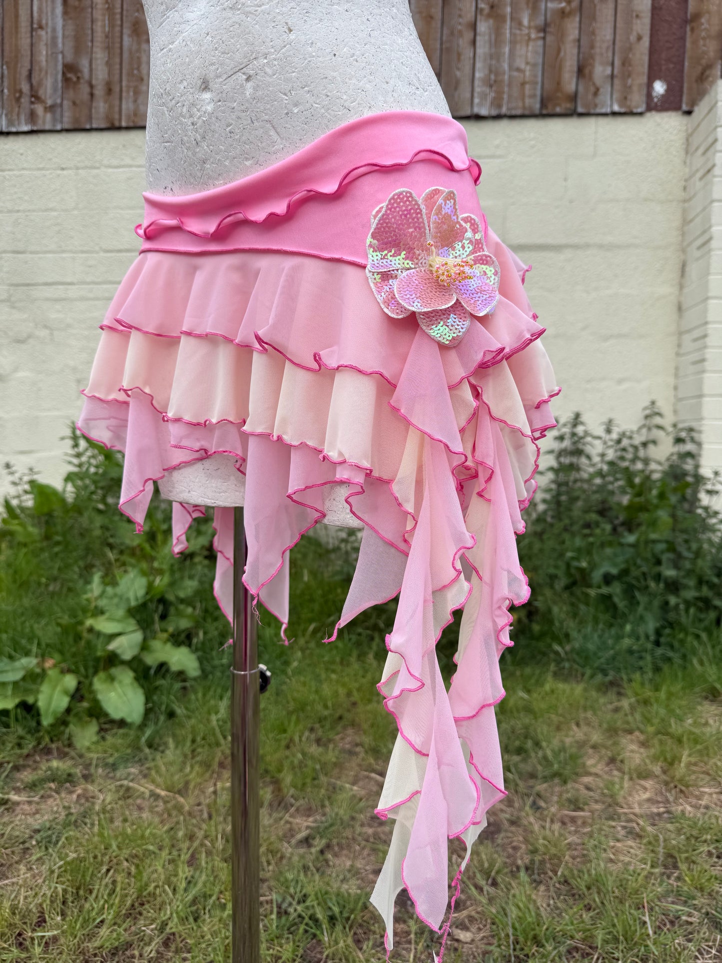 Bubble gum pink + lemon ruffle skirt - Choose your size