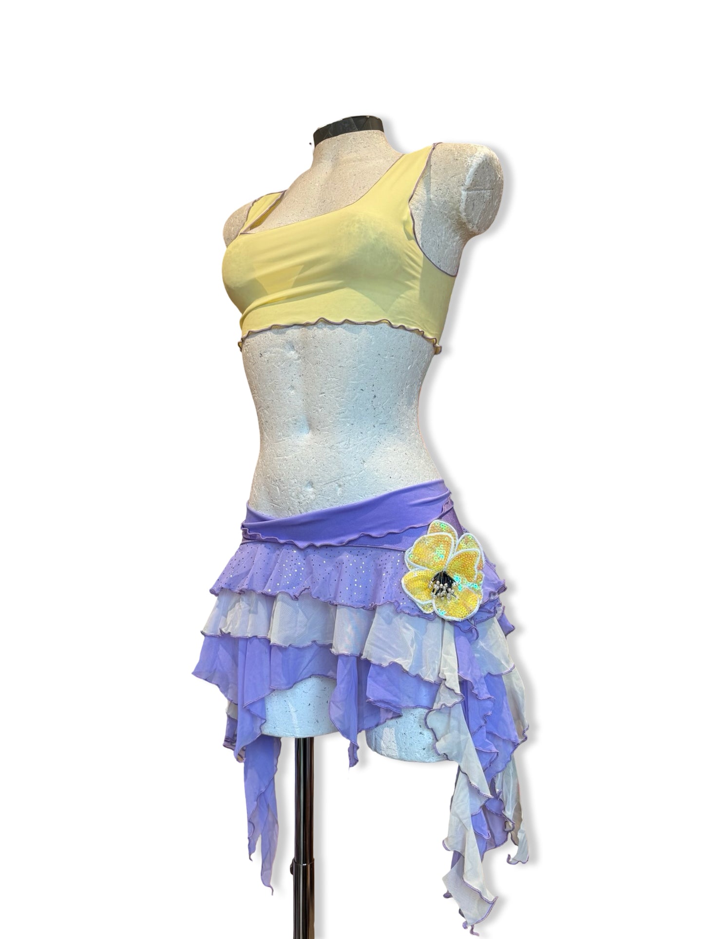 (R2S) Choose your size -  Lilac and Lemon ruffle skirt set