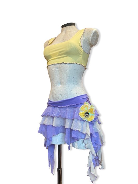 (R2S) Choose your size -  Lilac and Lemon ruffle skirt set