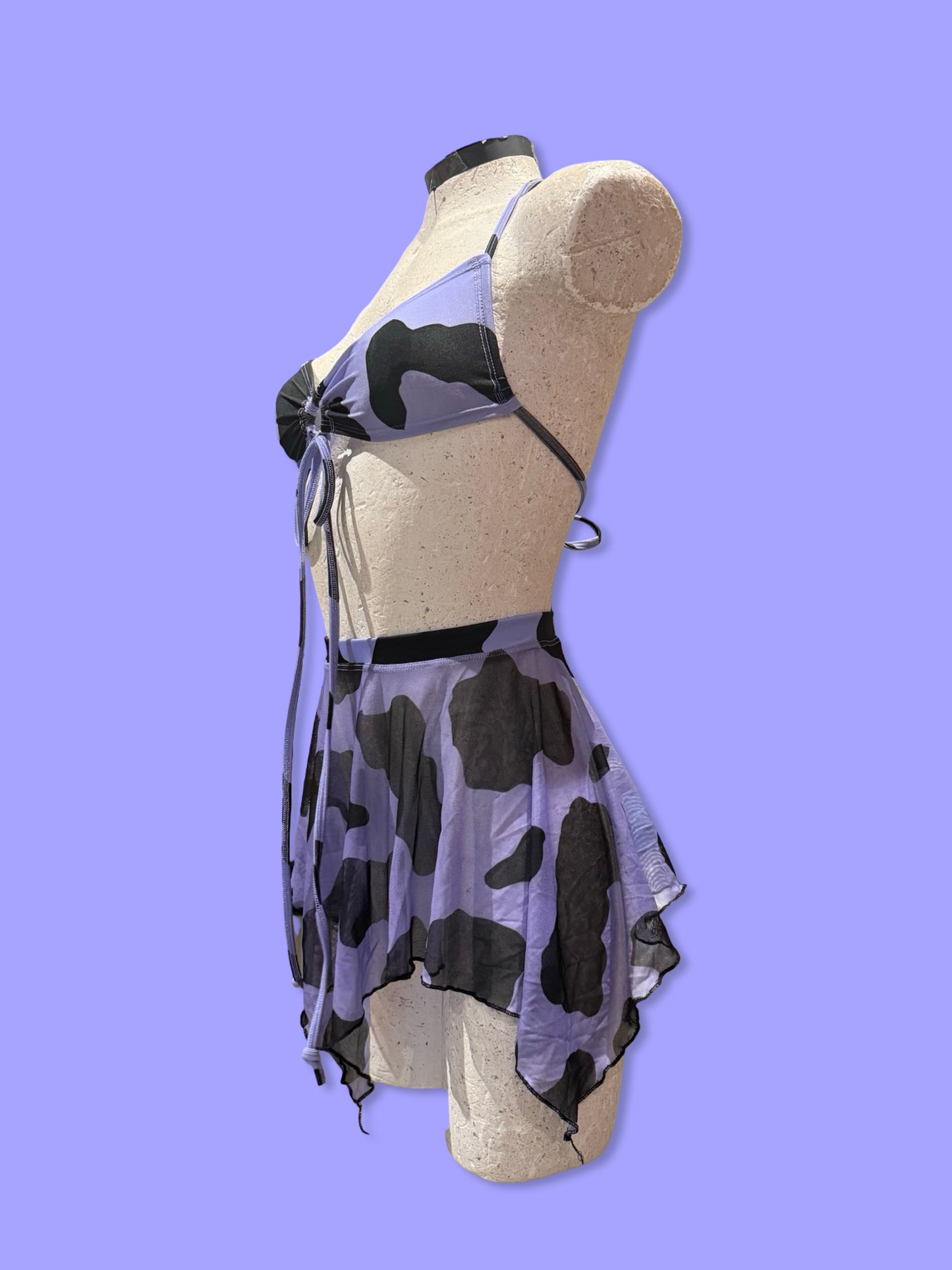 Remixed Mesh skirt set - Lilac Cow