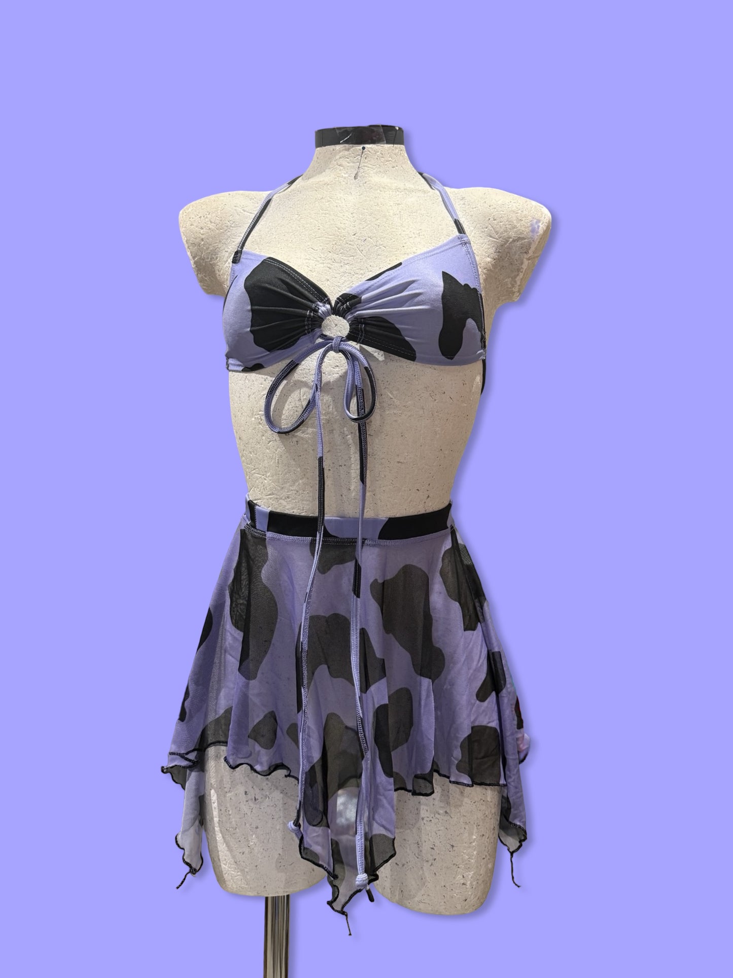 Remixed Mesh skirt set - Lilac Cow
