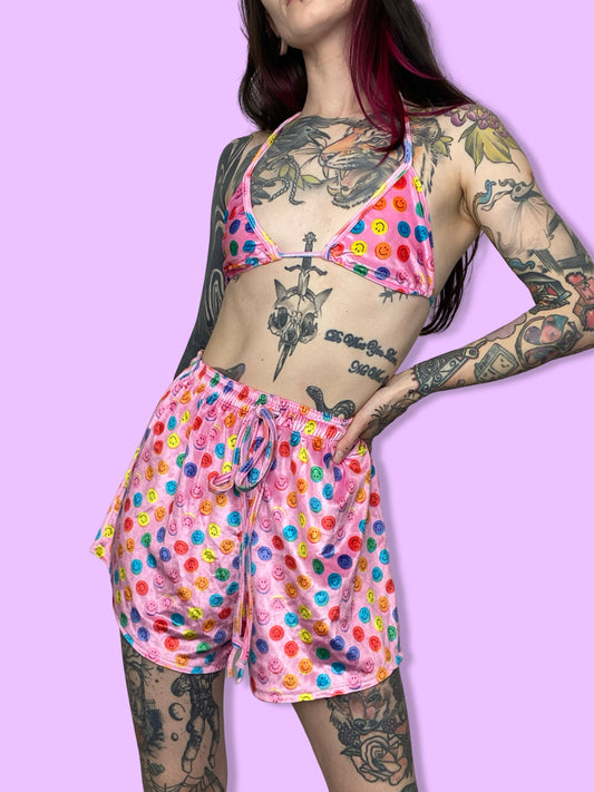 Zero Waste boy shorts set - Pink smiley