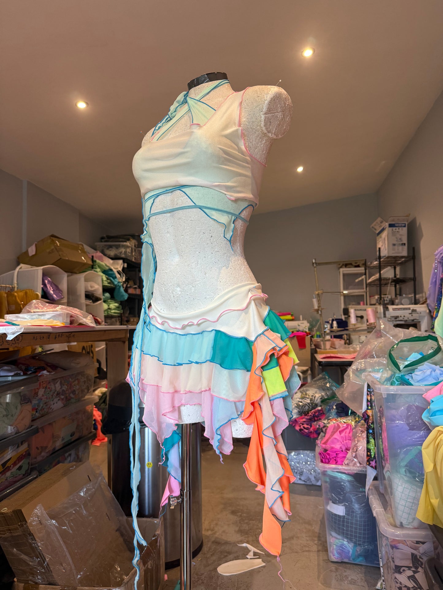 (R2S) UK12/ US8 - Multicoloured ruffle skirt set