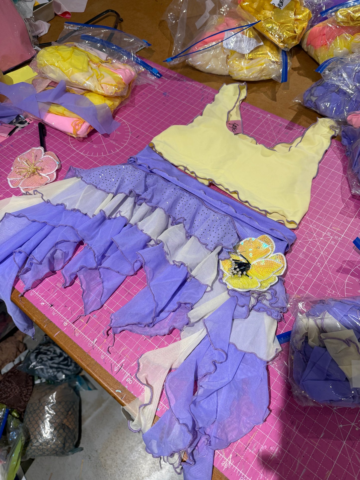 (R2S) Choose your size -  Lilac and Lemon ruffle skirt set