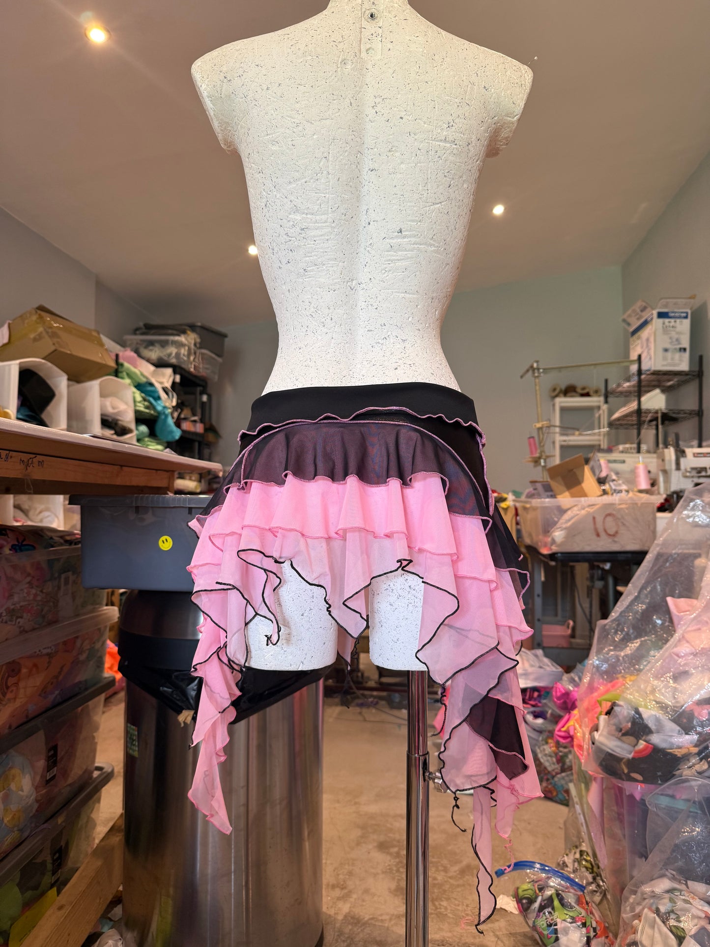 Black Pink-Ruffle skirt - Choose your size.