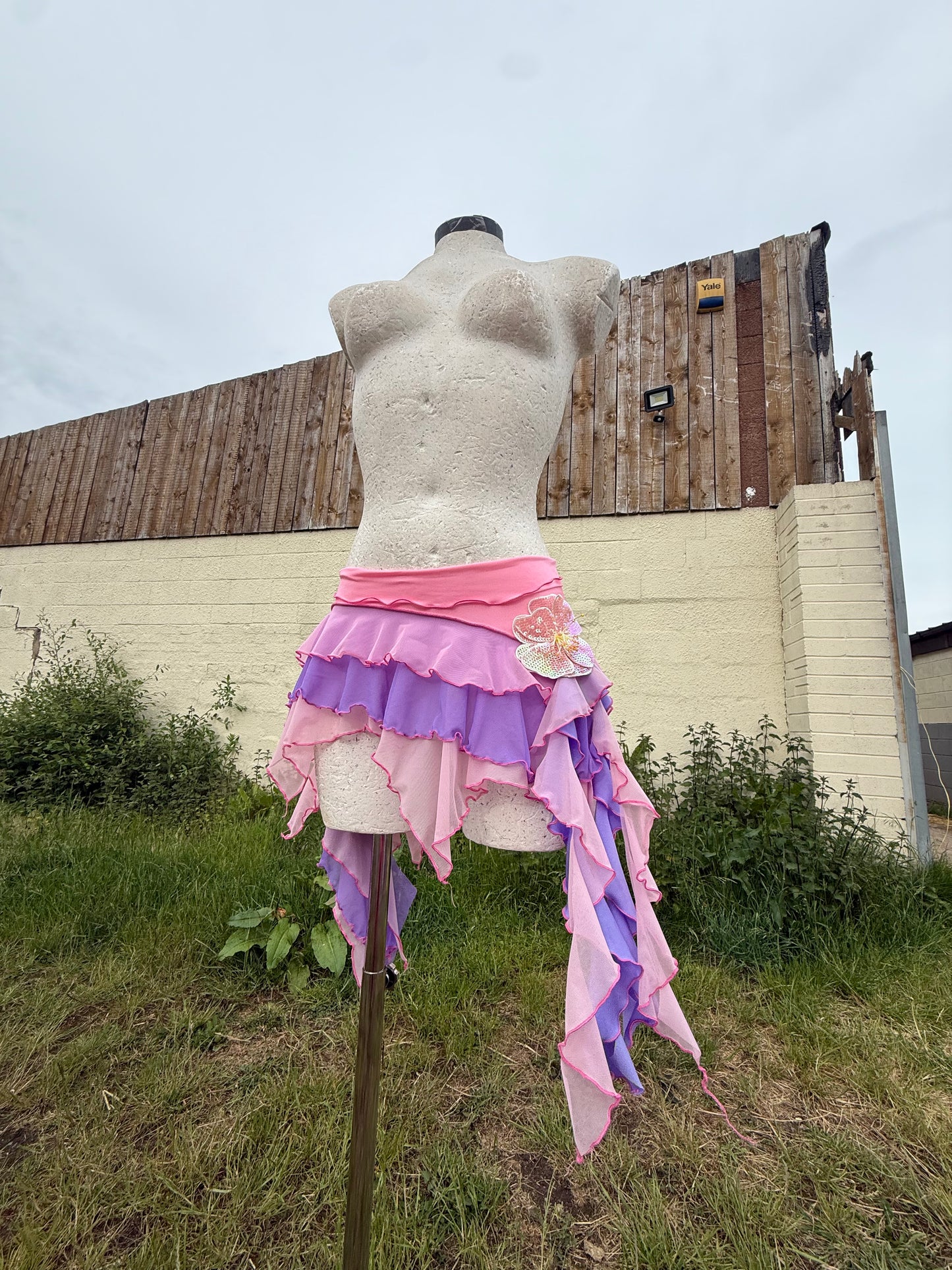 (R2S) Bubble gum pink + lilac ruffle skirt