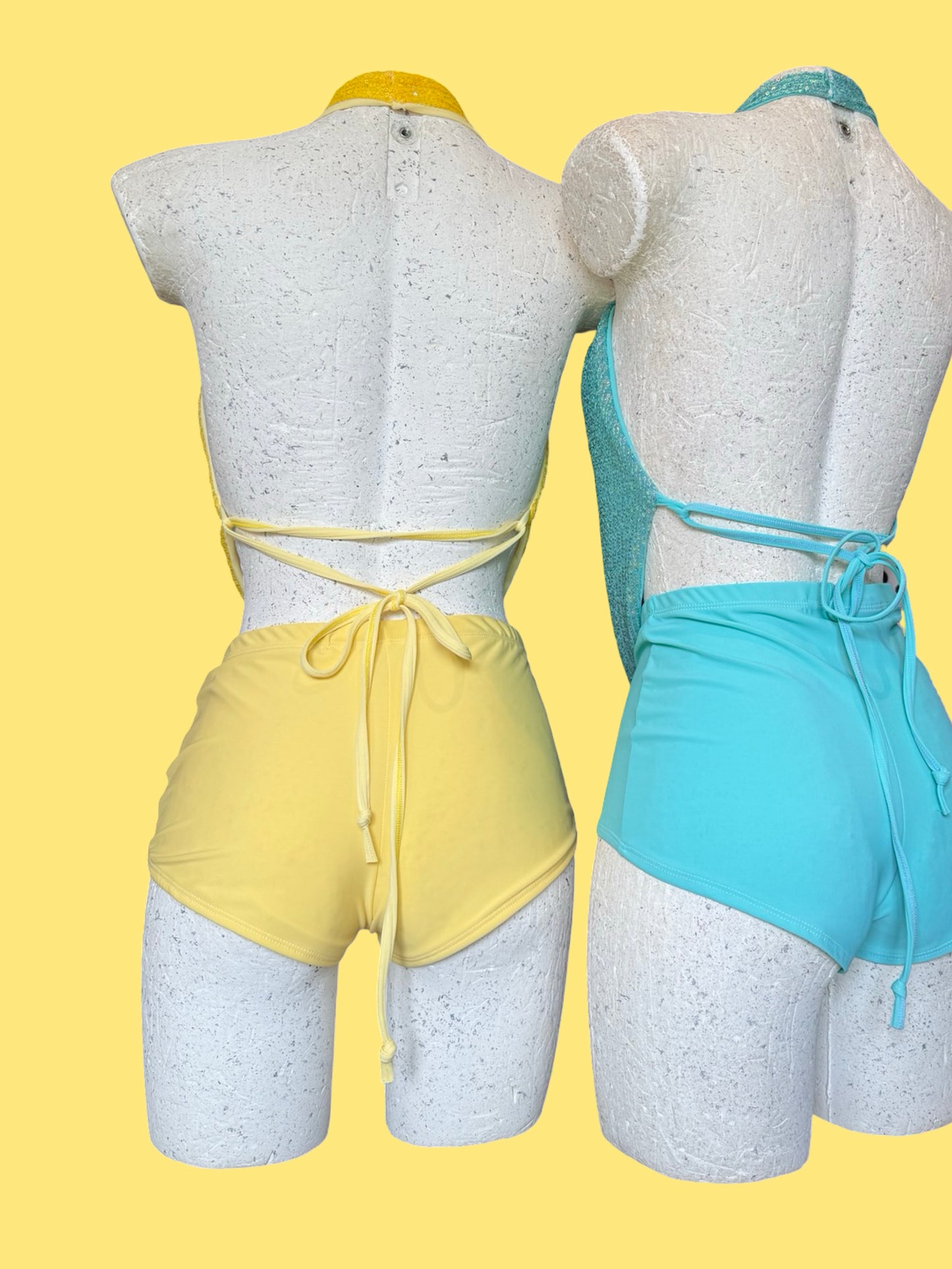 Lemon / Aqua spandex short