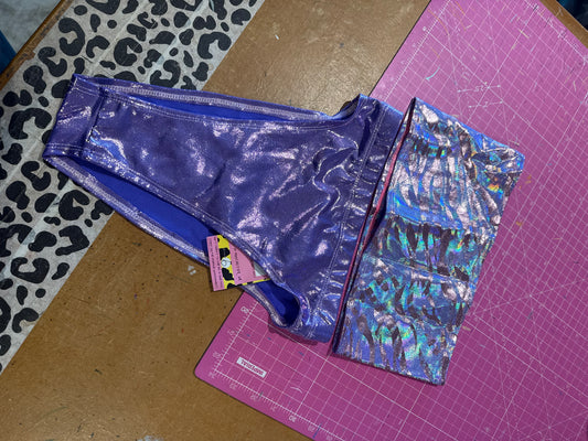 Sample sale// UK SIZE 6 - lilac metallic / holo bandeau kini