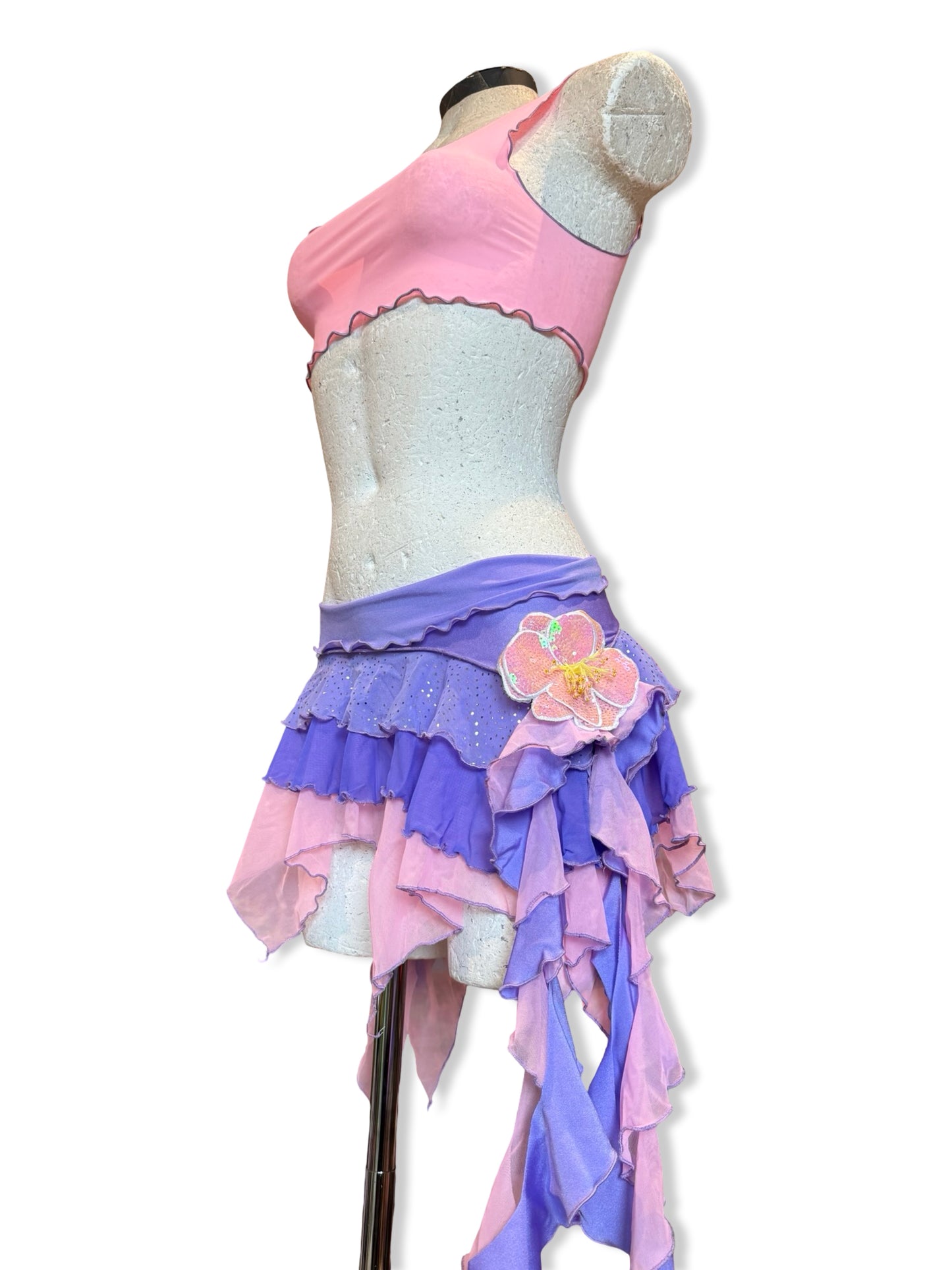 (R2S) UK size 8 -  Pink and Lilac ruffle skirt set.