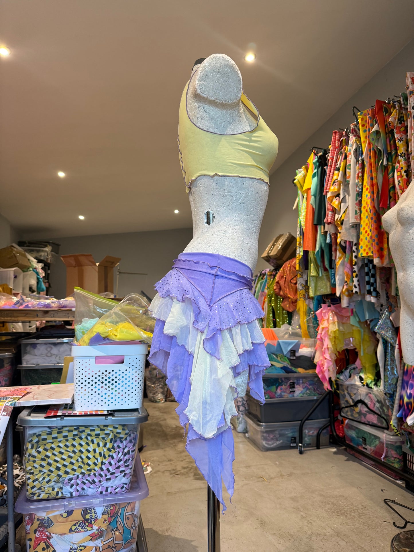 (R2S) Choose your size -  Lilac and Lemon ruffle skirt set