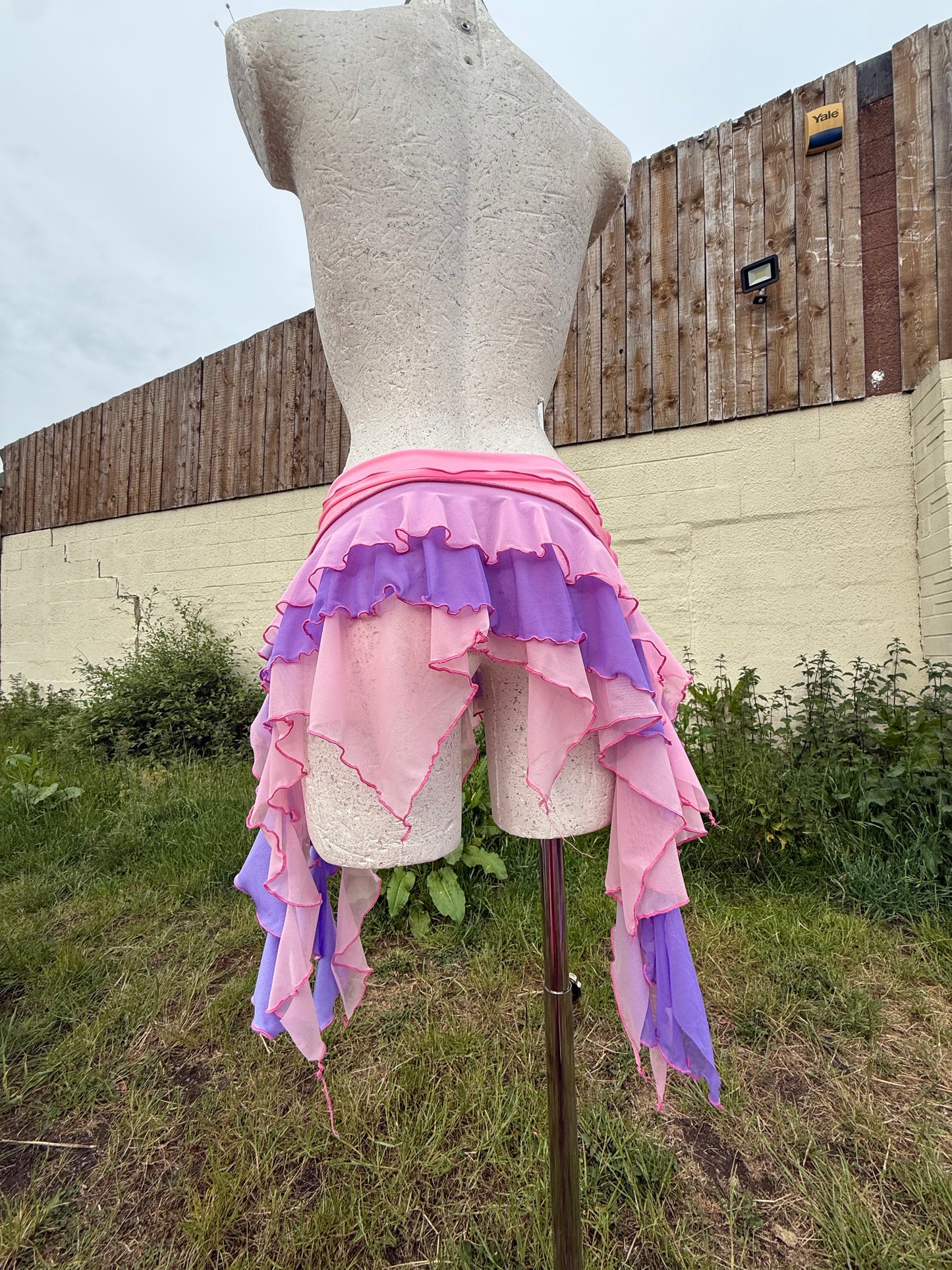 (R2S) Bubble gum pink + lilac ruffle skirt