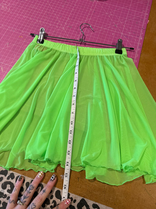 Sample sale// UK size small - neon green mesh circle skirt