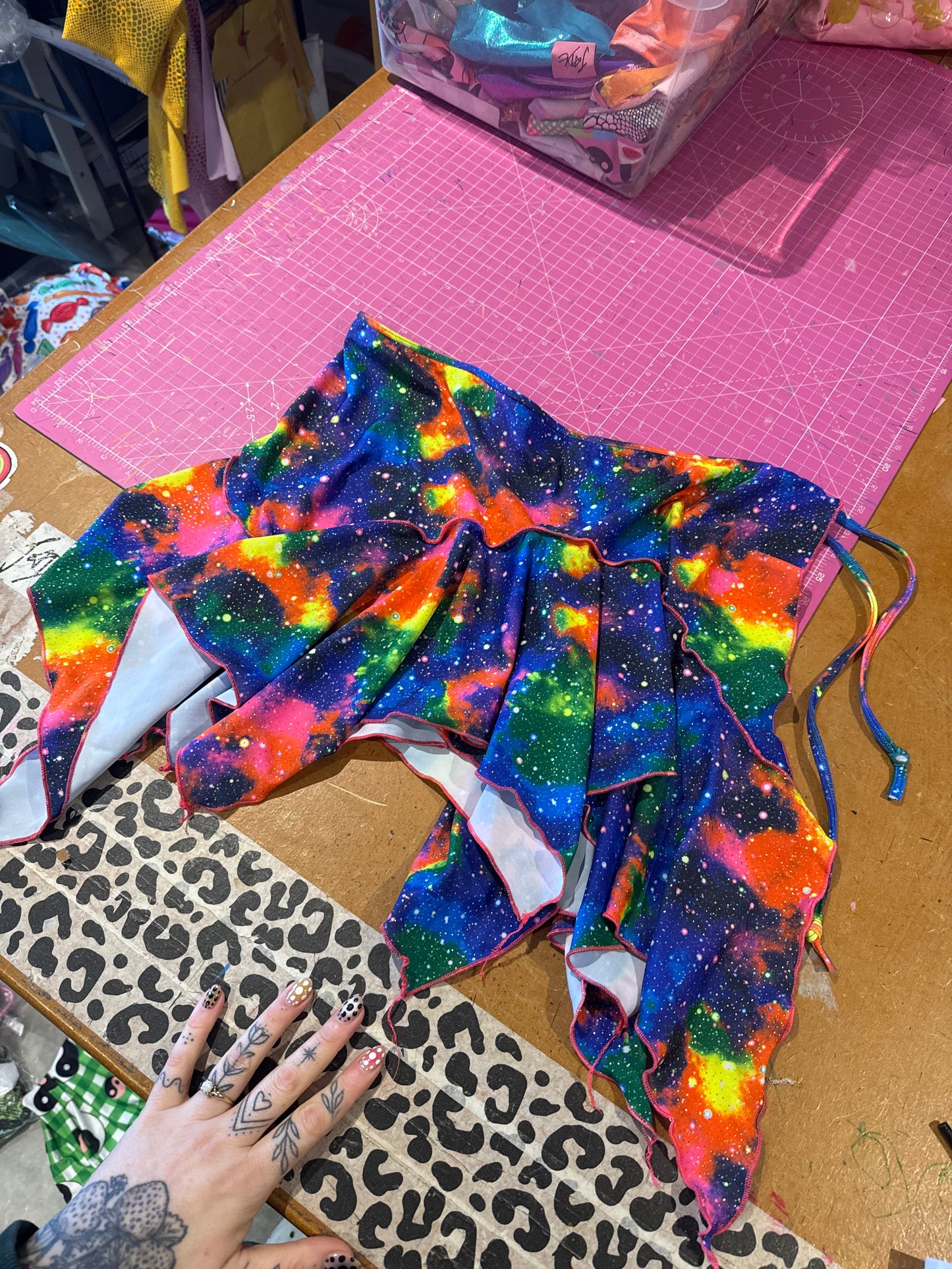 Sample sale// UK size 10/12 - neon skyline fairy wrap skirt
