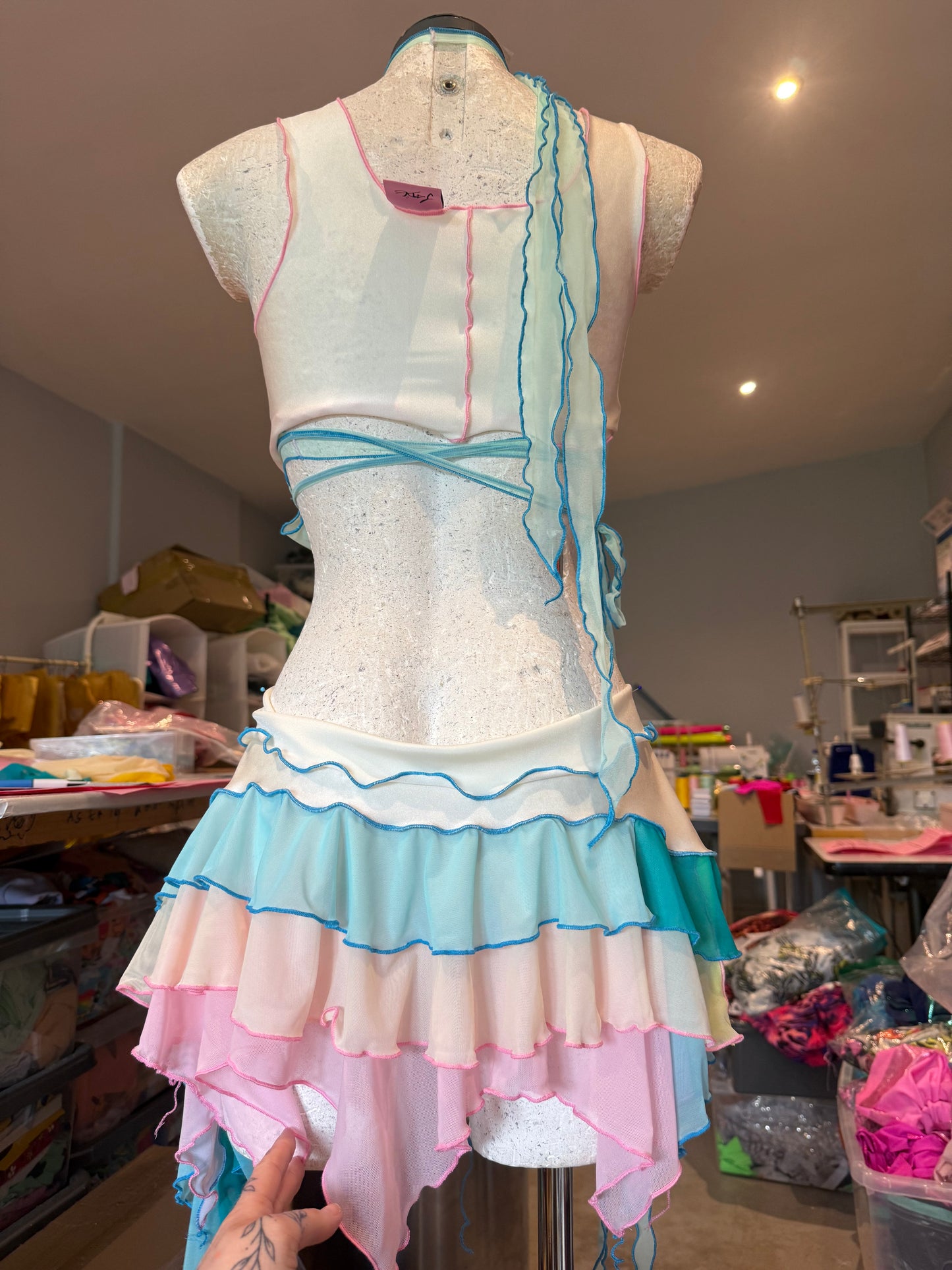 (R2S) UK12/ US8 - Multicoloured ruffle skirt set