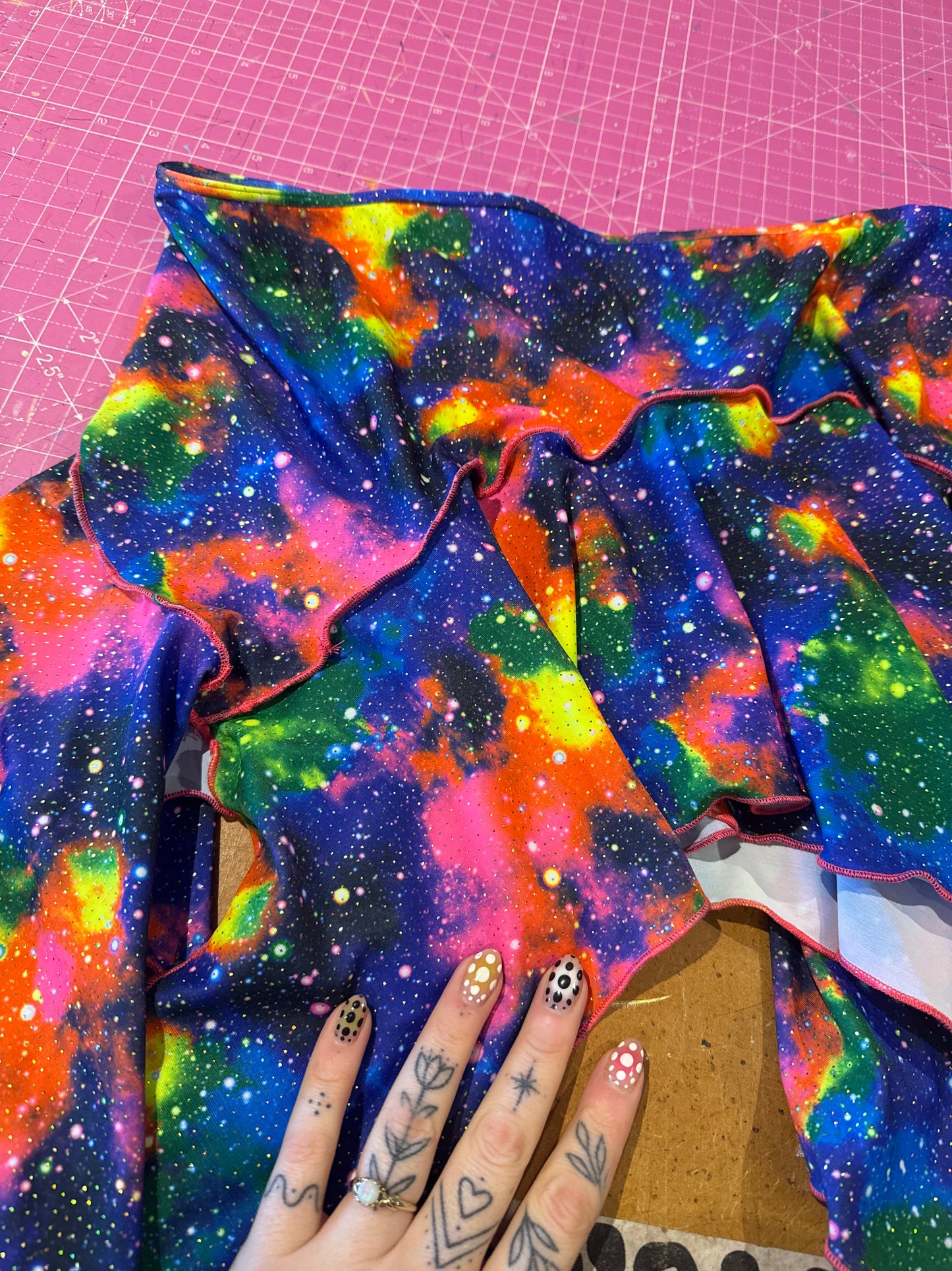 Sample sale// UK size 10/12 - neon skyline fairy wrap skirt